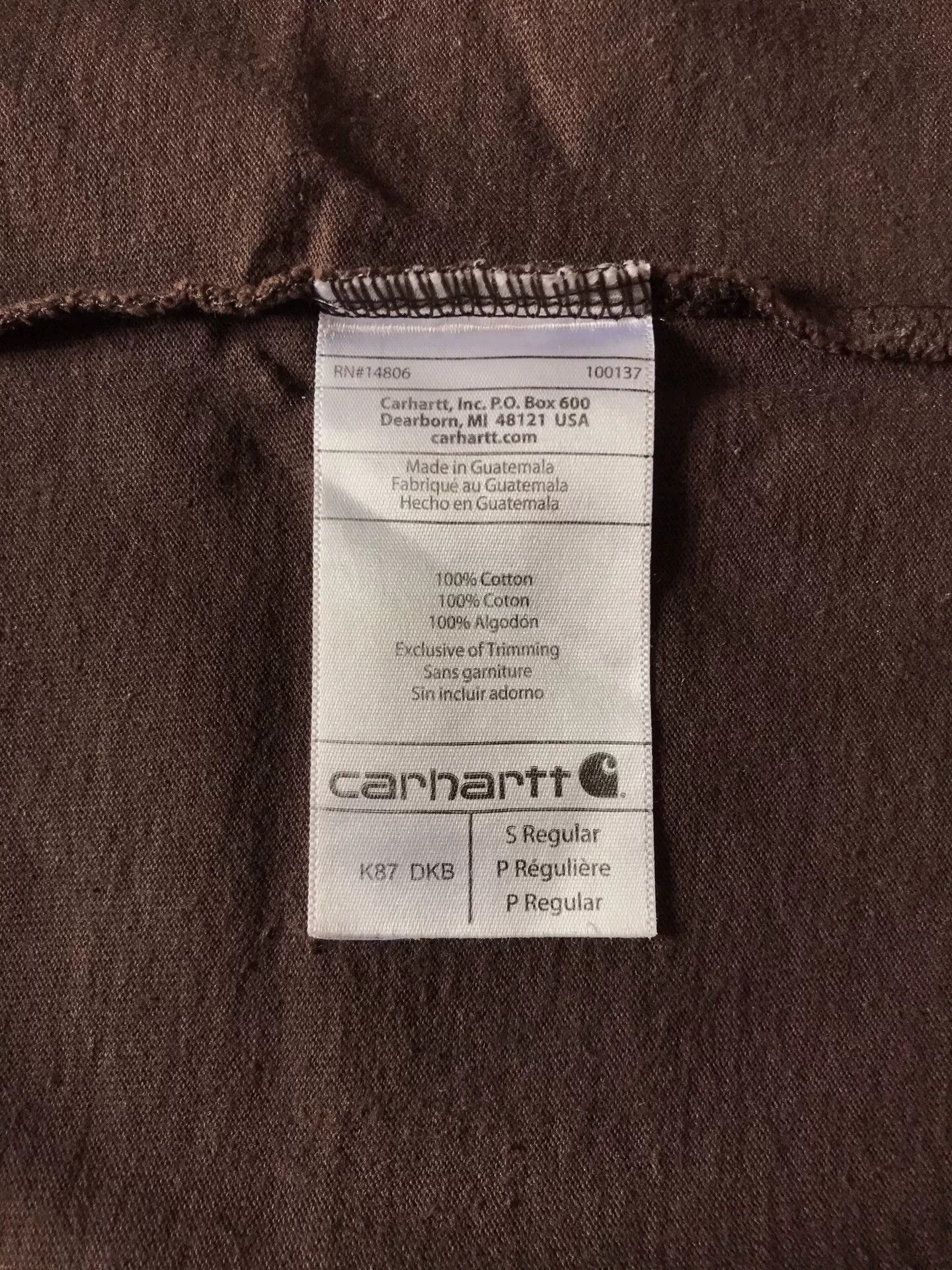 Carhartt Carhartt K87 Dark Brown Short Sleeve T-Shirt Size US S / EU 44-46 / 1 - 7 Thumbnail