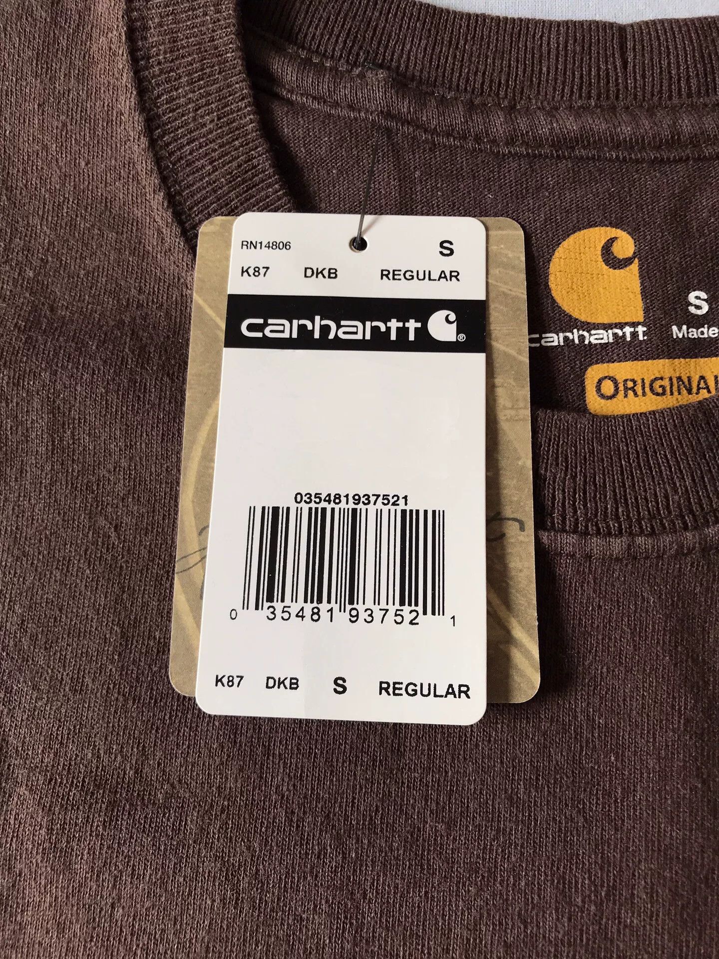 Carhartt Carhartt K87 Dark Brown Short Sleeve T-Shirt Size US S / EU 44-46 / 1 - 6 Thumbnail