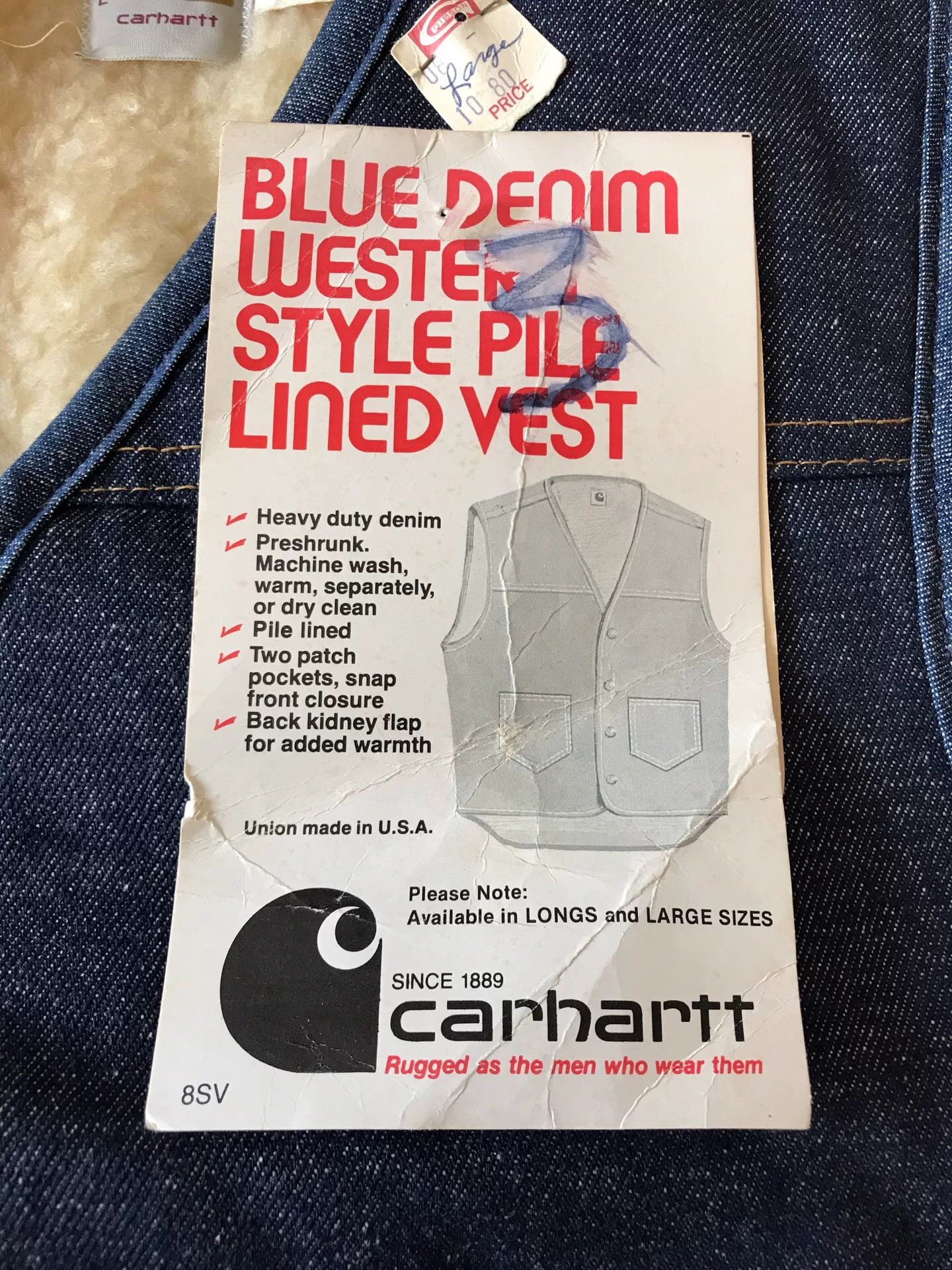 Carhartt 80s Carhartt 8SV Denim Vest Size US L / EU 52-54 / 3 - 8 Thumbnail