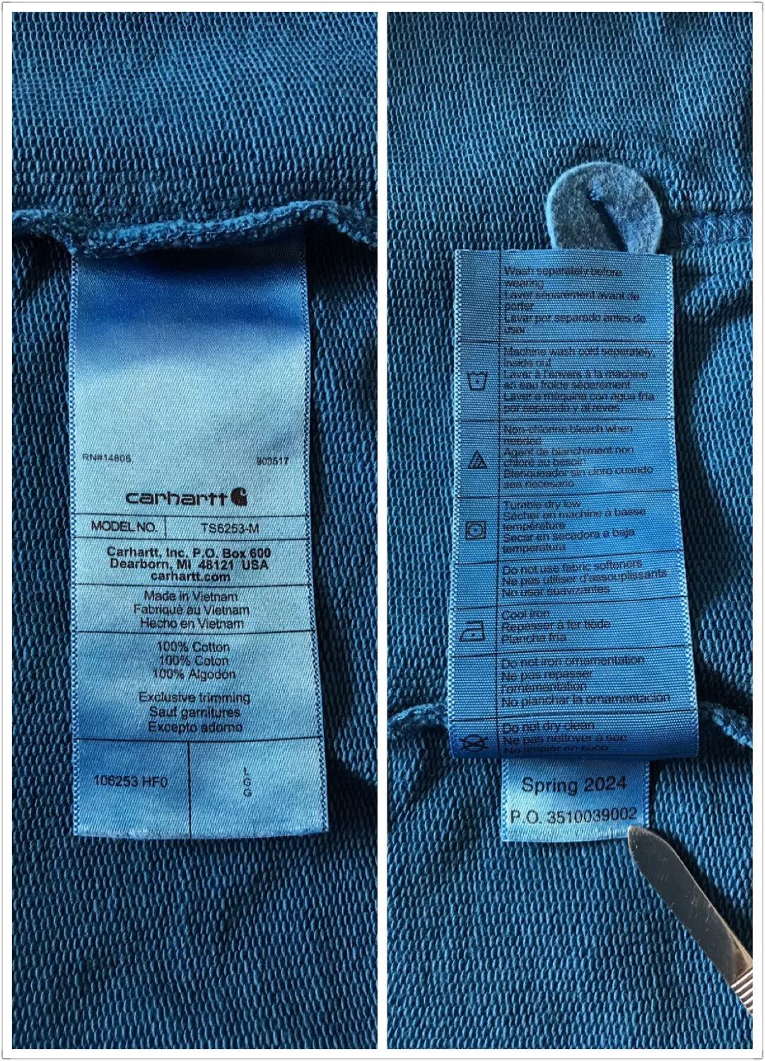 Carhartt Carhartt 106253 Distressed Blue Hoodie Size US L / EU 52-54 / 3 - 9 Thumbnail