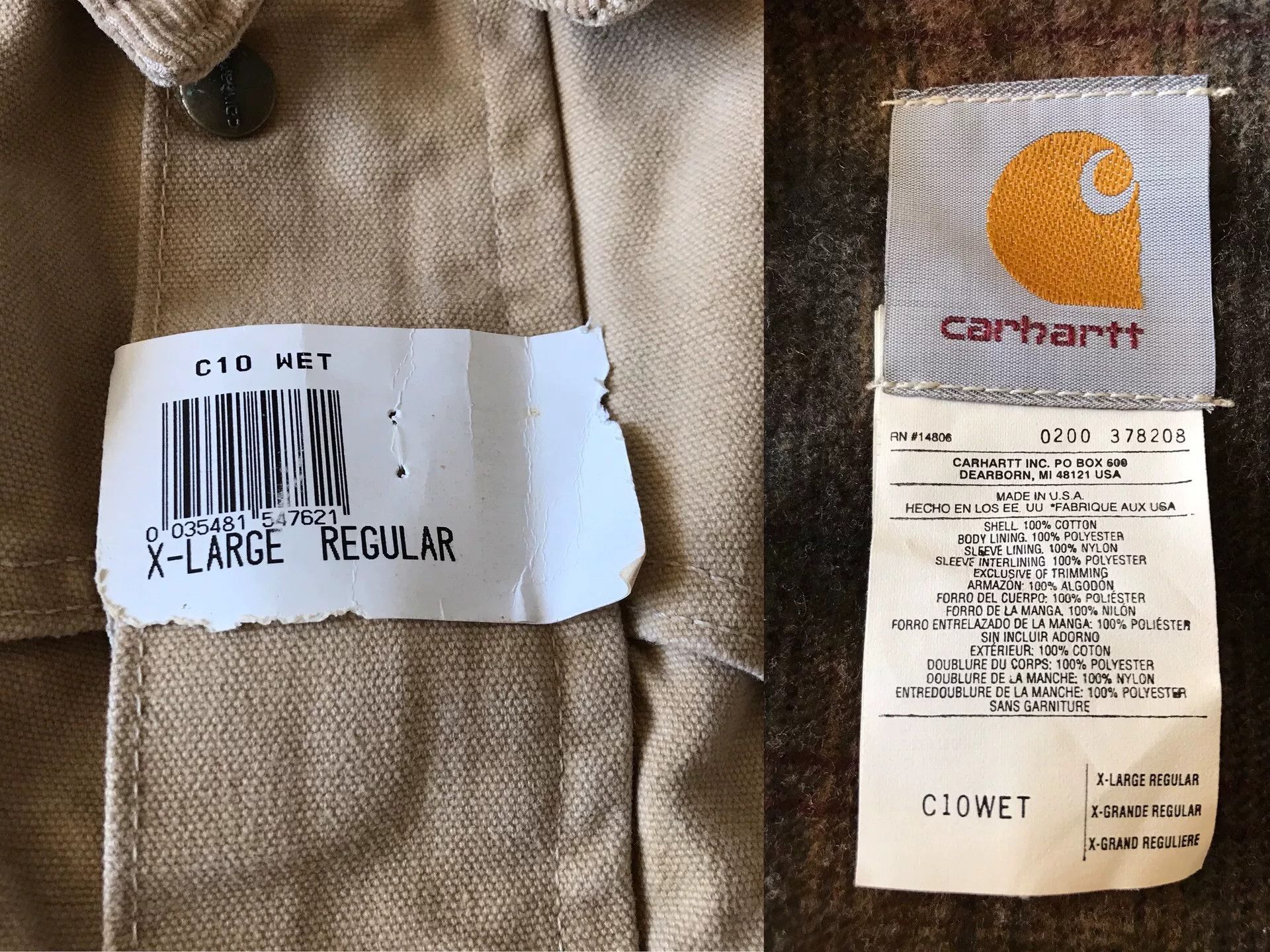 Carhartt Carhartt C10 WET Vintage Canvas Jacket Size US XL / EU 56 / 4 - 9 Thumbnail