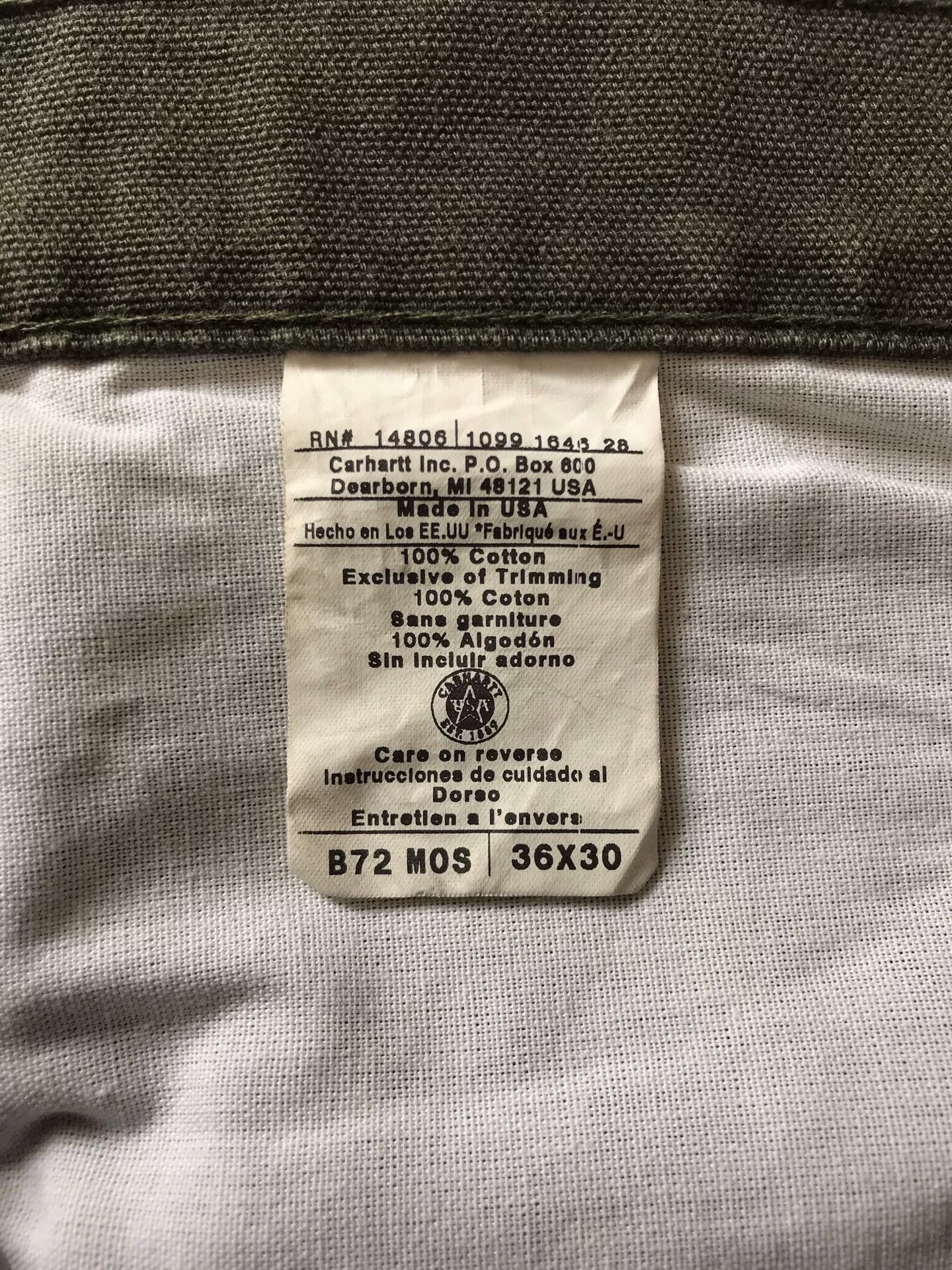 Carhartt 90s Carhartt B72 Moss Green Cargo Pants Size US 36 / EU 52 - 9 Thumbnail