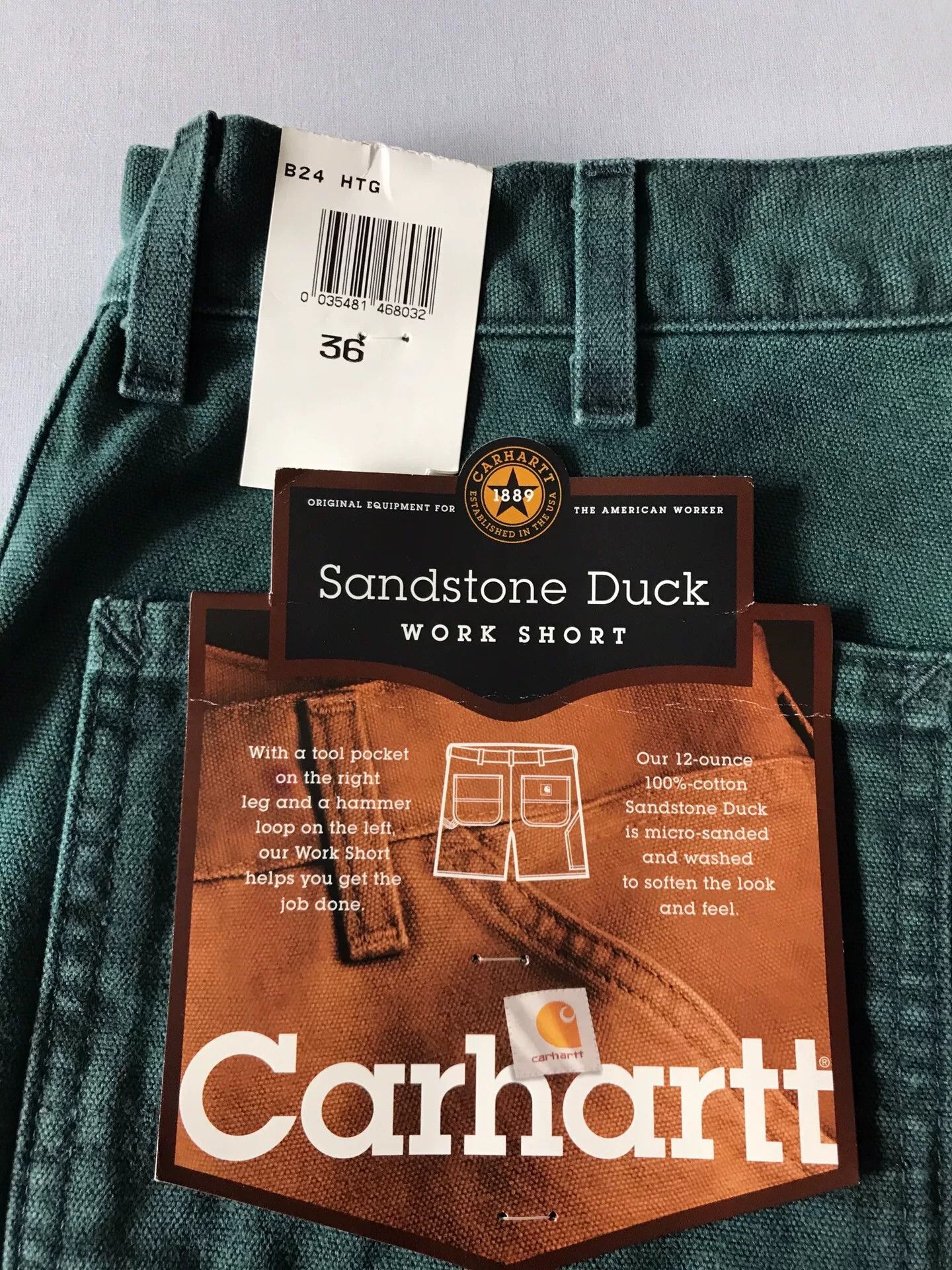 Carhartt Carhartt B24 HTG Hunter Green Work Shorts Size US 36 / EU 52 - 8 Thumbnail