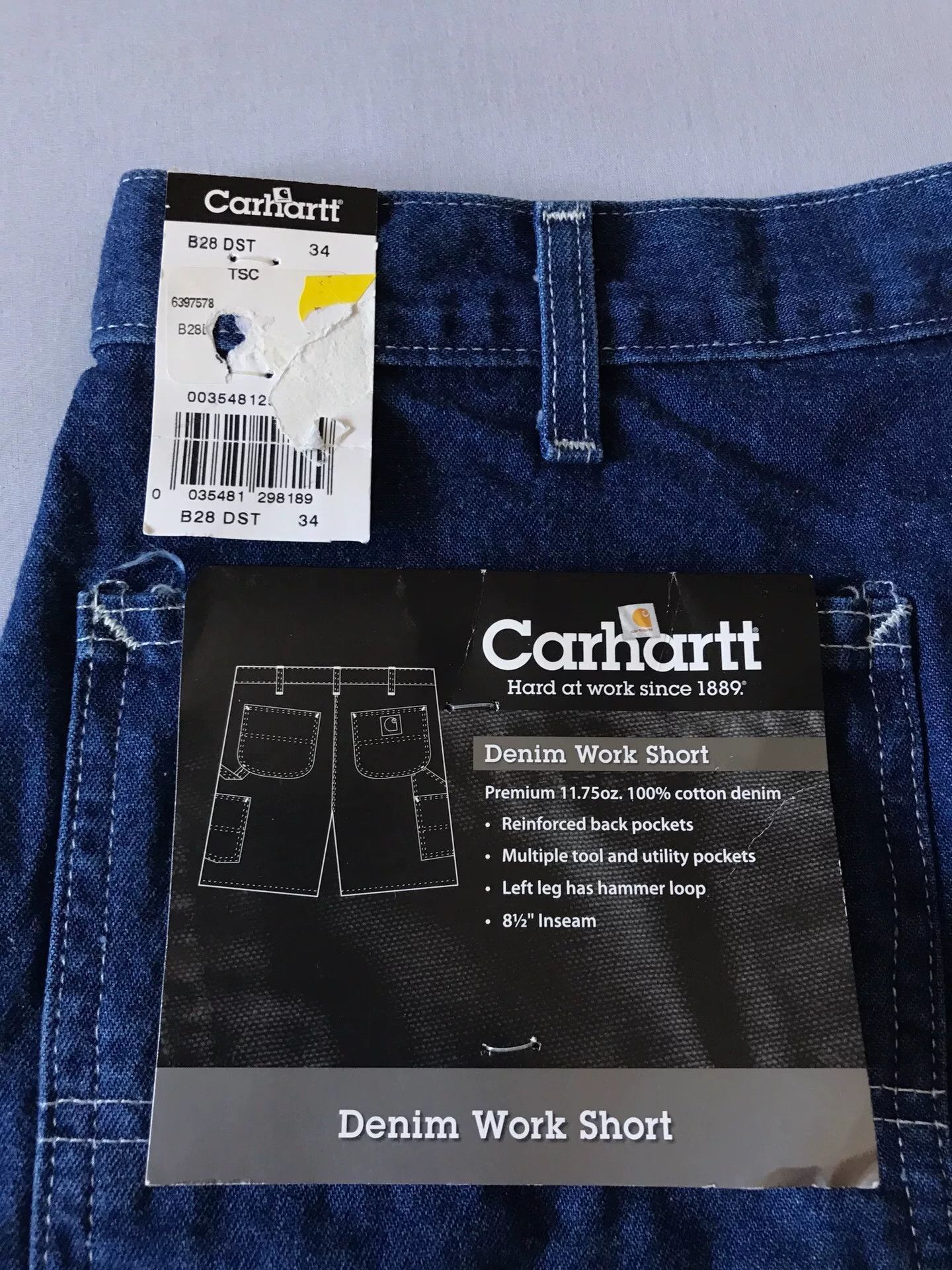 Carhartt Carhartt B28 DST Denim Work Shorts Size US 34 / EU 50 - 8 Thumbnail