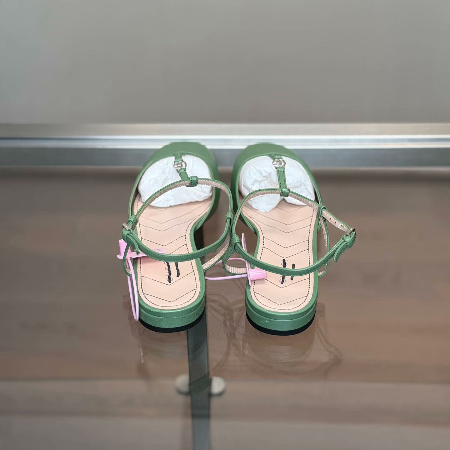 Gucci Gucci Leather Green Sandals 37 Women Size US 6.5 / IT 36.5 - 3 Thumbnail