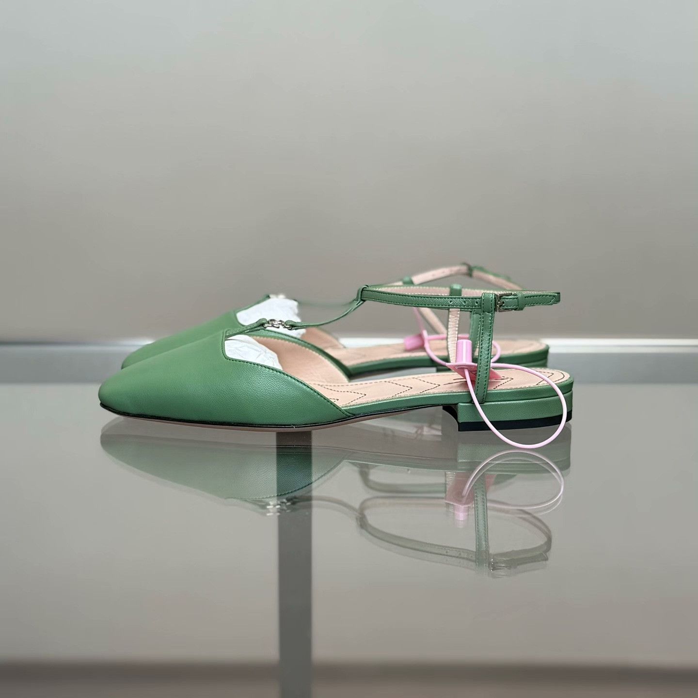 Gucci Gucci Leather Green Sandals 37 Women Size US 6.5 / IT 36.5 - 4 Thumbnail