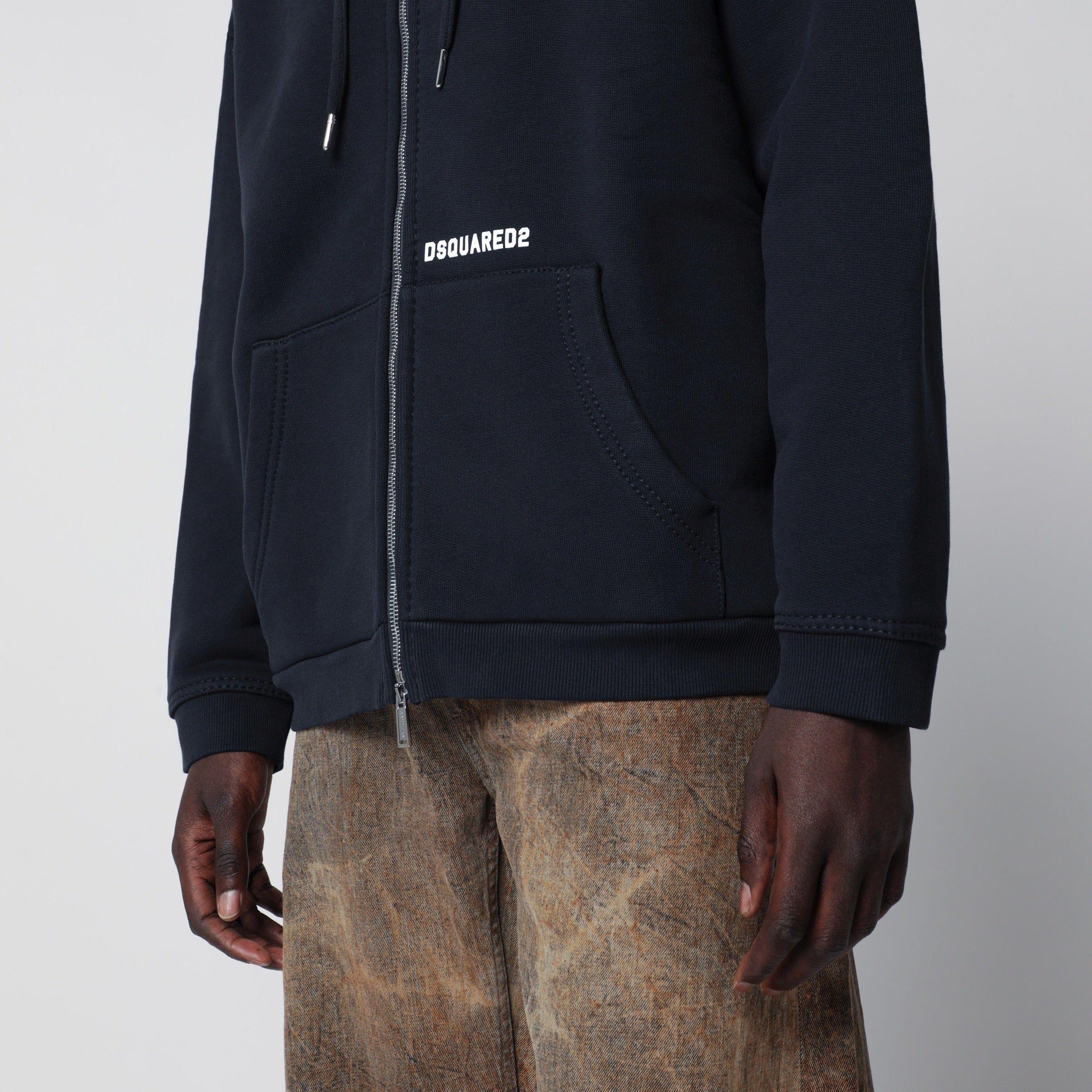 Dsquared2 Dsquared2 Zip-Up Hoodie In Stretch Cotton, Blue Size US XL / EU 56 / 4 - 2 Thumbnail