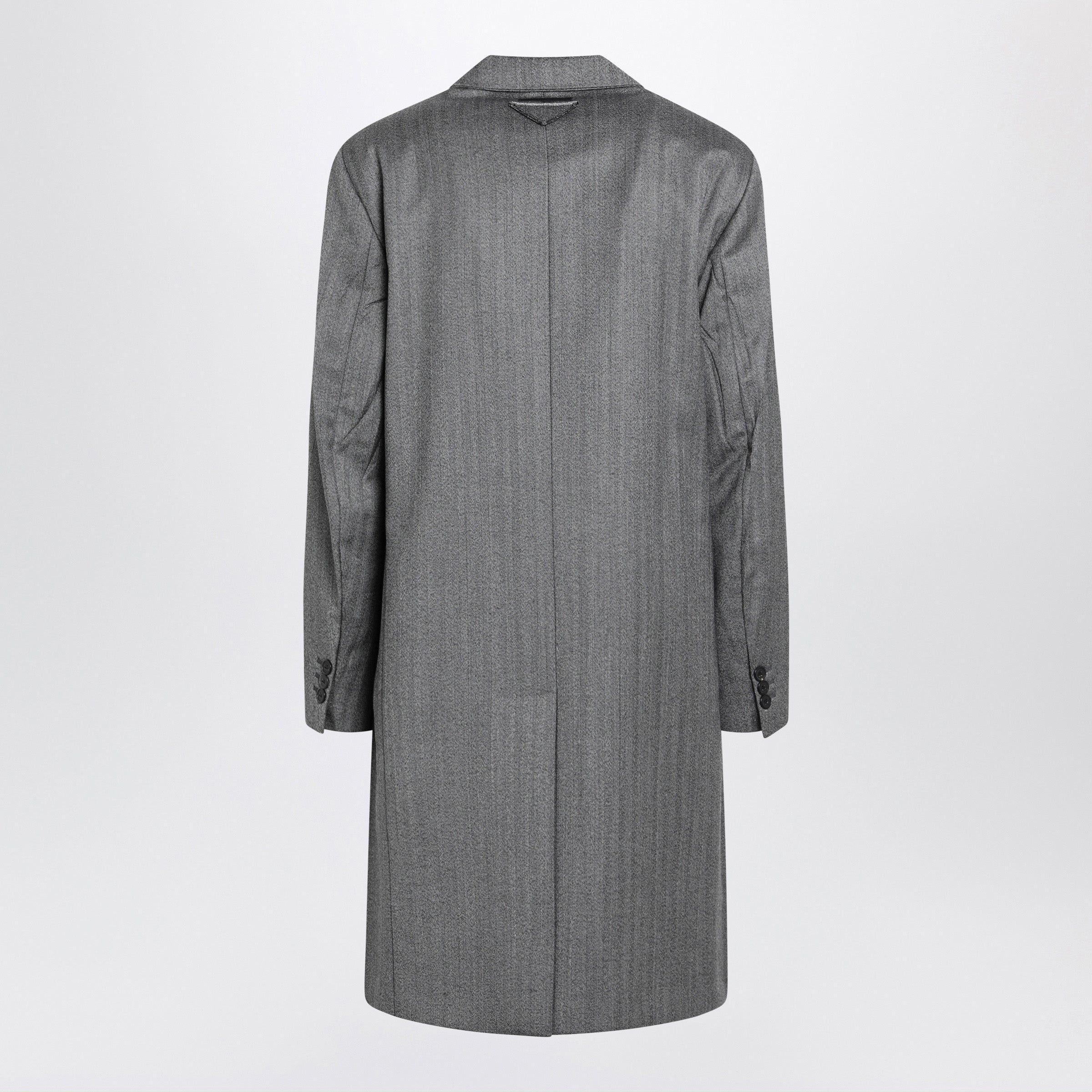 Prada Prada Gray Single-Breasted Wool Coat Size US M / EU 48-50 / 2 - 2 Thumbnail