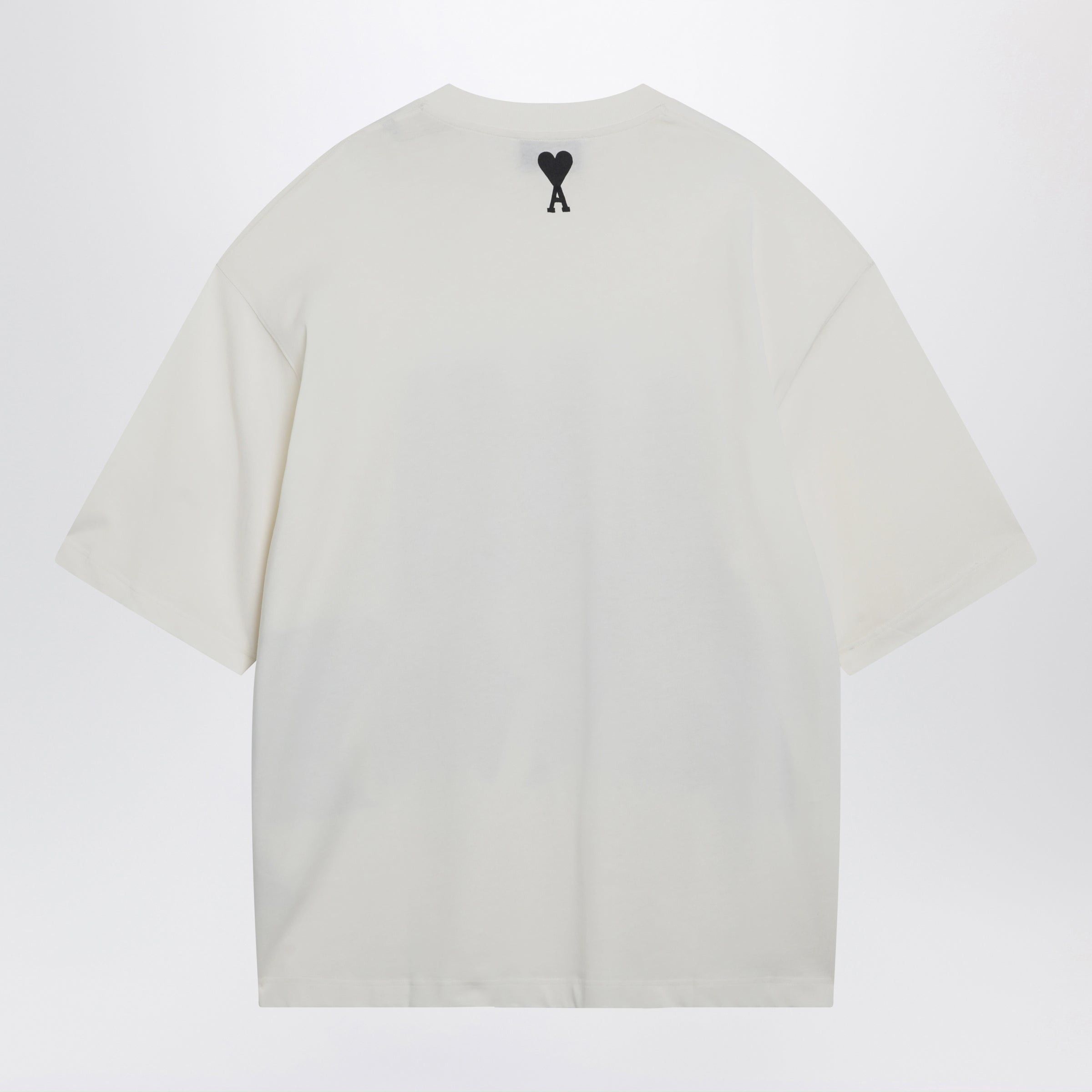 AMI Ami Paris Cream White T-Shirt With Logo Print Size US M / EU 48-50 / 2 - 2 Thumbnail