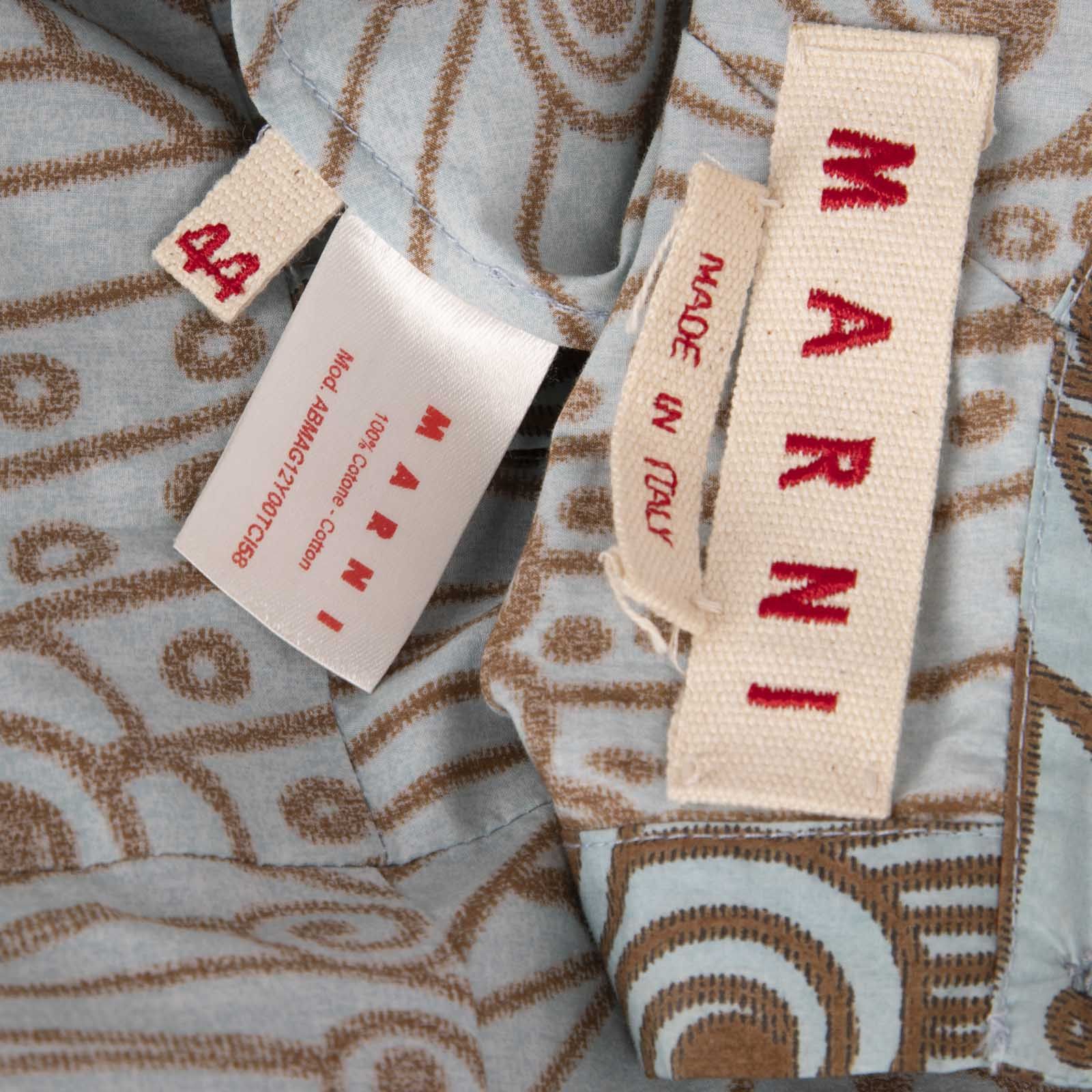 Marni Blue & Brown Pattern Dress Size M / US 6-8 / IT 42-44 - 7 Thumbnail