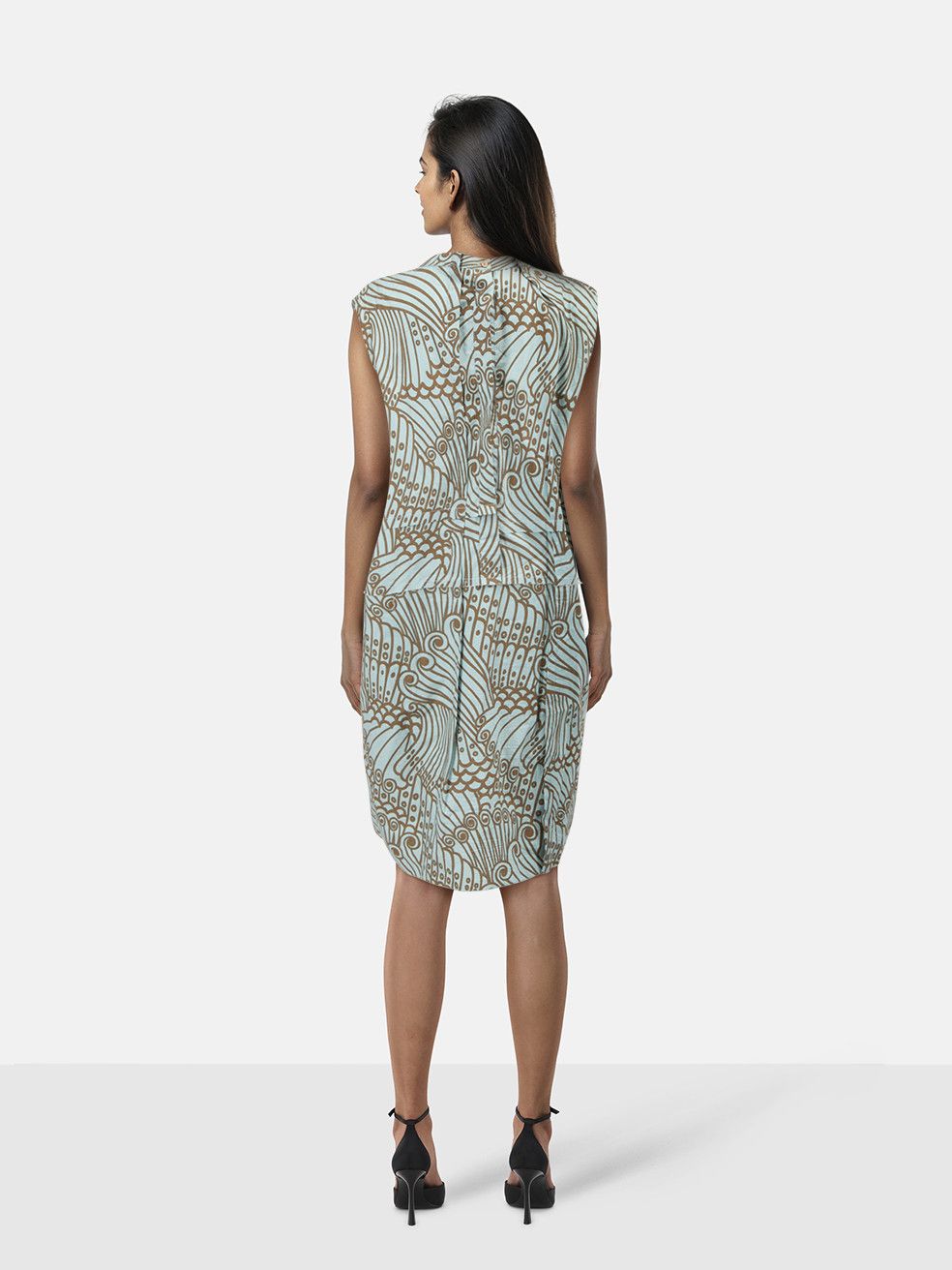 Marni Blue & Brown Pattern Dress Size M / US 6-8 / IT 42-44 - 2 Thumbnail