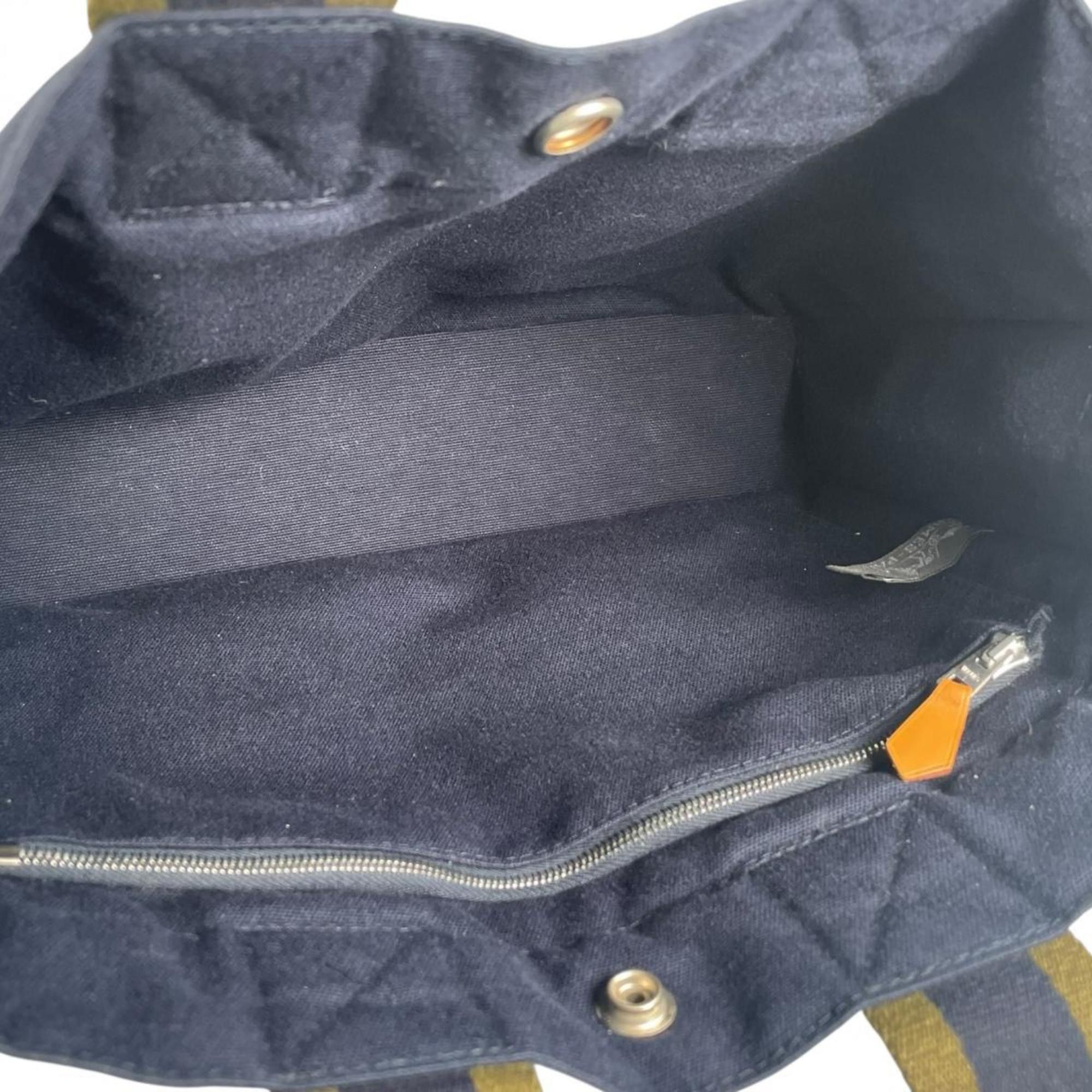 Hermes Hermes Handbag Tote Bag Fourre-Tout PM Canvas Navy Size ONE SIZE - 9 Thumbnail