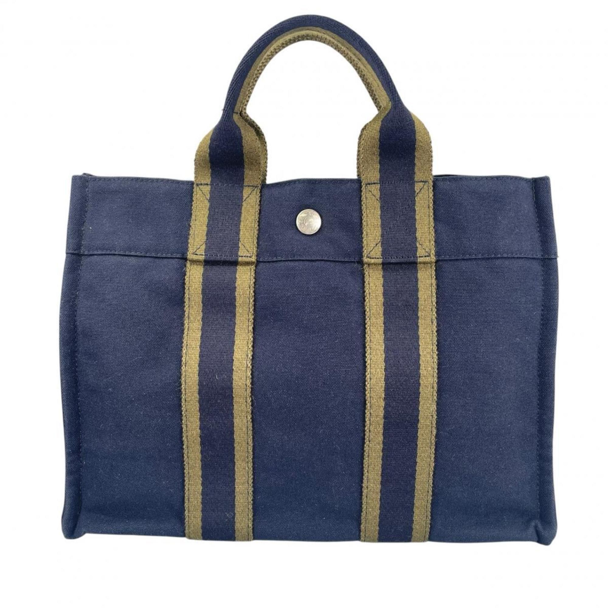 Hermes Hermes Handbag Tote Bag Fourre-Tout PM Canvas Navy Size ONE SIZE - 2 Thumbnail