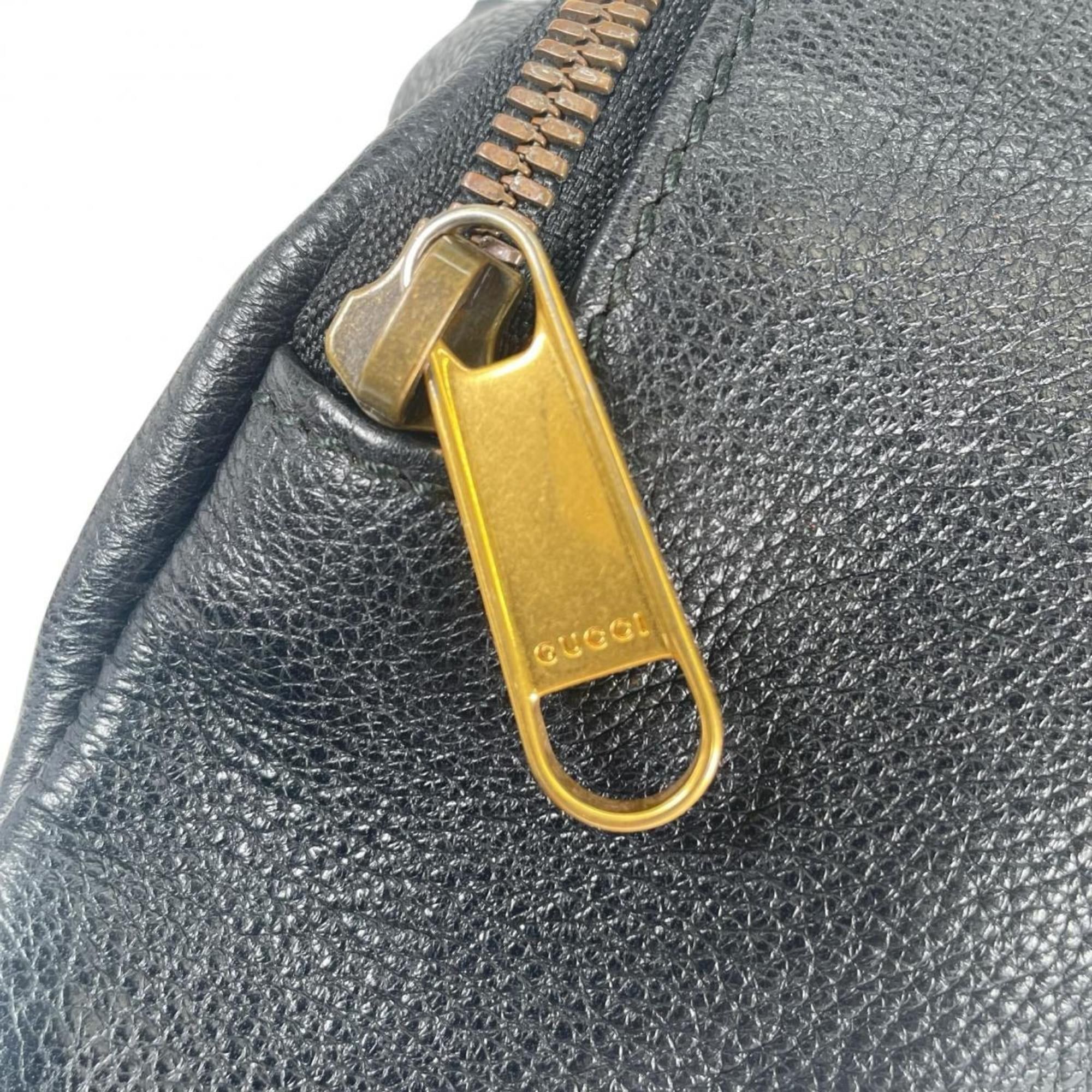 Gucci Gucci Body Bag Small Belt Sherry Line Leather 530412 Black Size ONE SIZE - 14 Thumbnail
