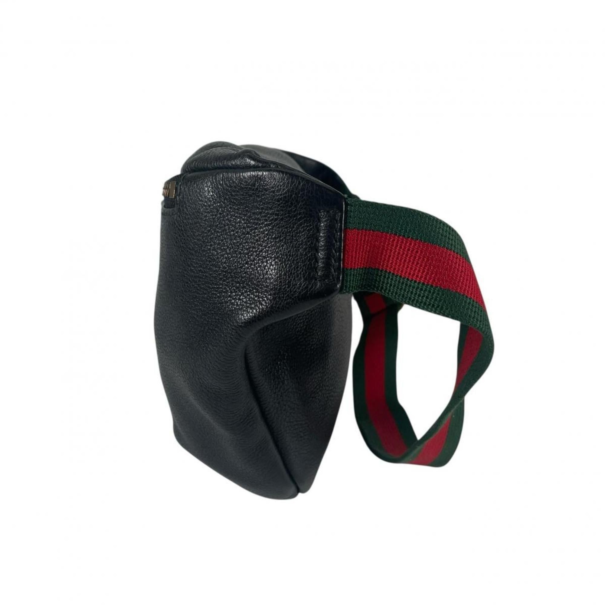 Gucci Gucci Body Bag Small Belt Sherry Line Leather 530412 Black Size ONE SIZE - 4 Thumbnail