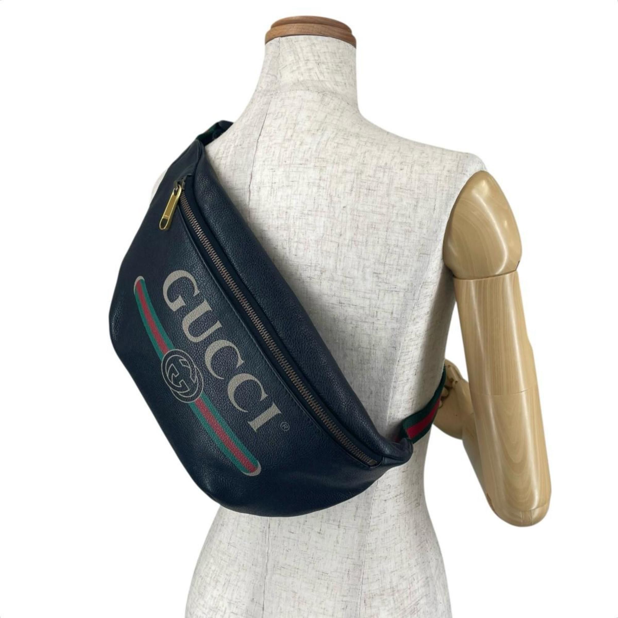 Gucci Gucci Body Bag Small Belt Sherry Line Leather 530412 Black Size ONE SIZE - 15 Thumbnail
