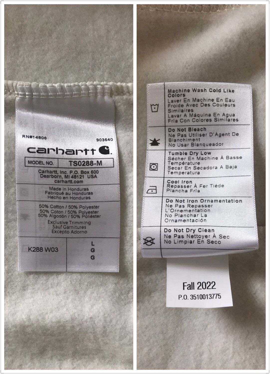 Carhartt Carhartt K288 W03 Malt White Hoodie Size US L / EU 52-54 / 3 - 9 Thumbnail