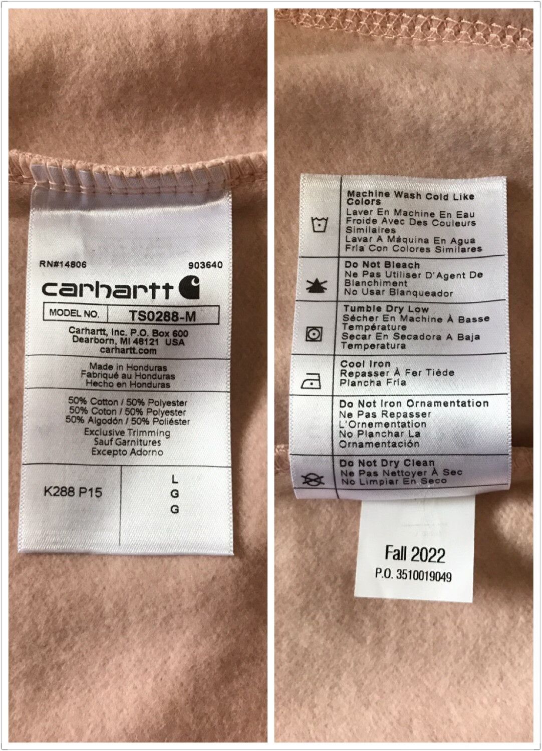 Carhartt Carhartt K288 P15 Light Pink Hoodie Size US L / EU 52-54 / 3 - 9 Thumbnail