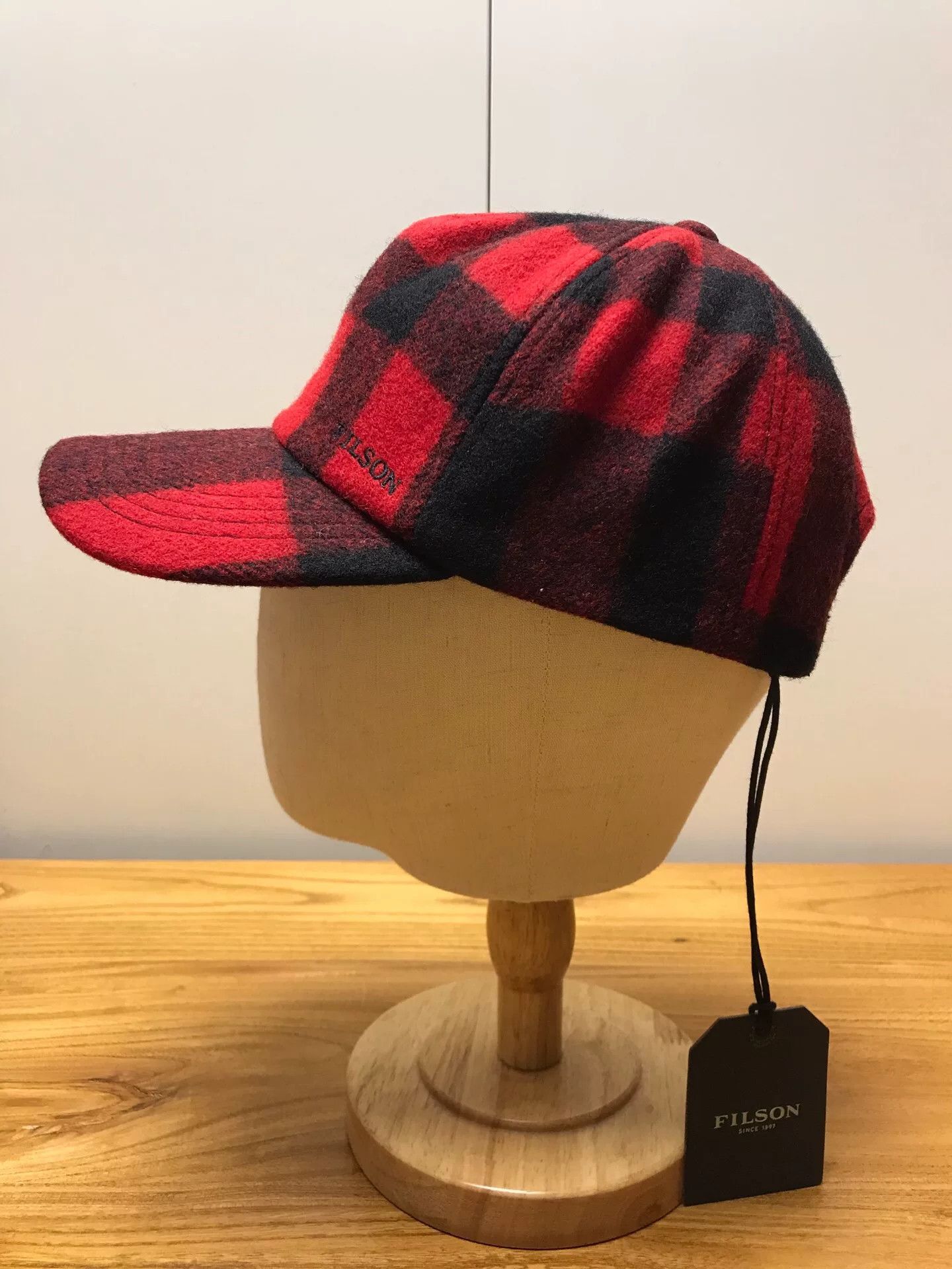 Filson Filson Red Black Plaid Wool Cap Size ONE SIZE - 2 Thumbnail