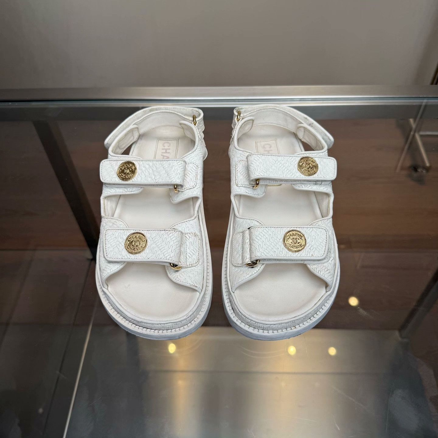 Chanel Chanel White Sandals 37 Women Size US 6.5 / IT 36.5 - 2 Thumbnail