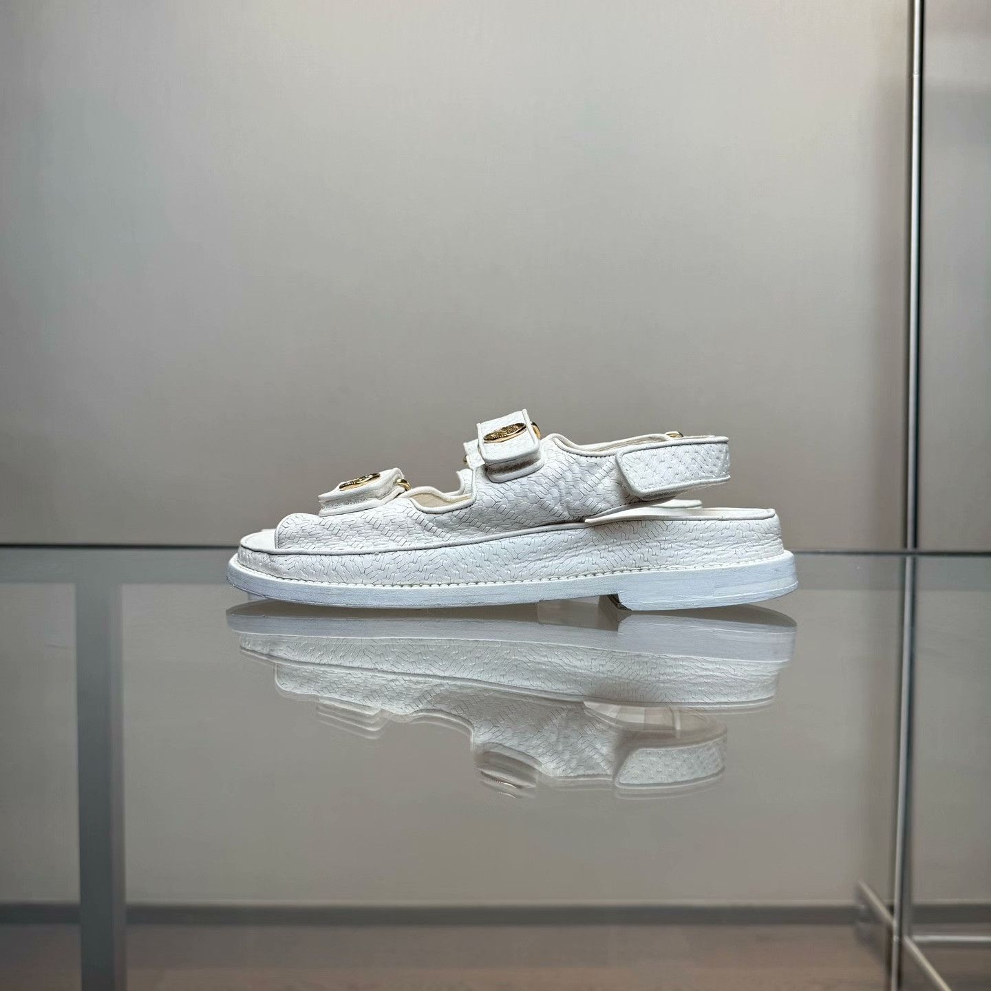 Chanel Chanel White Sandals 37 Women Size US 6.5 / IT 36.5 - 3 Thumbnail