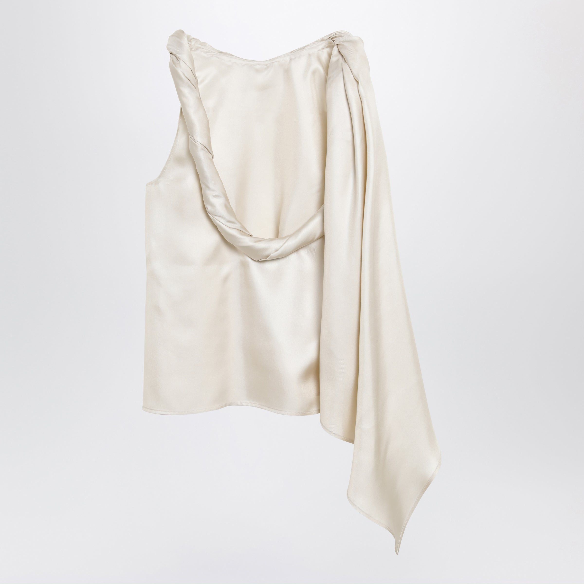 Loulou de Saison Loulou De Saison Wilma Silk Twill Top With A Twisted Collar And Scarf Detail Size M / US 6-8 / IT 42-44 - 2 Thumbnail
