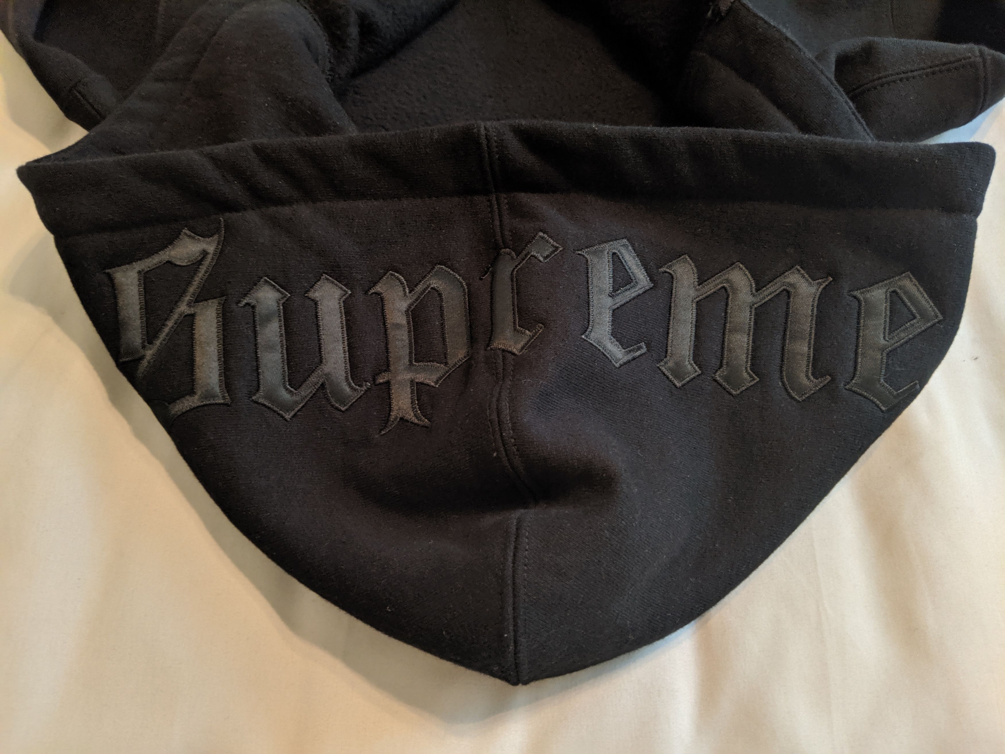 Supreme Old English Hood Logo Zip Up Sweatshirt Black FW16 | Grailed