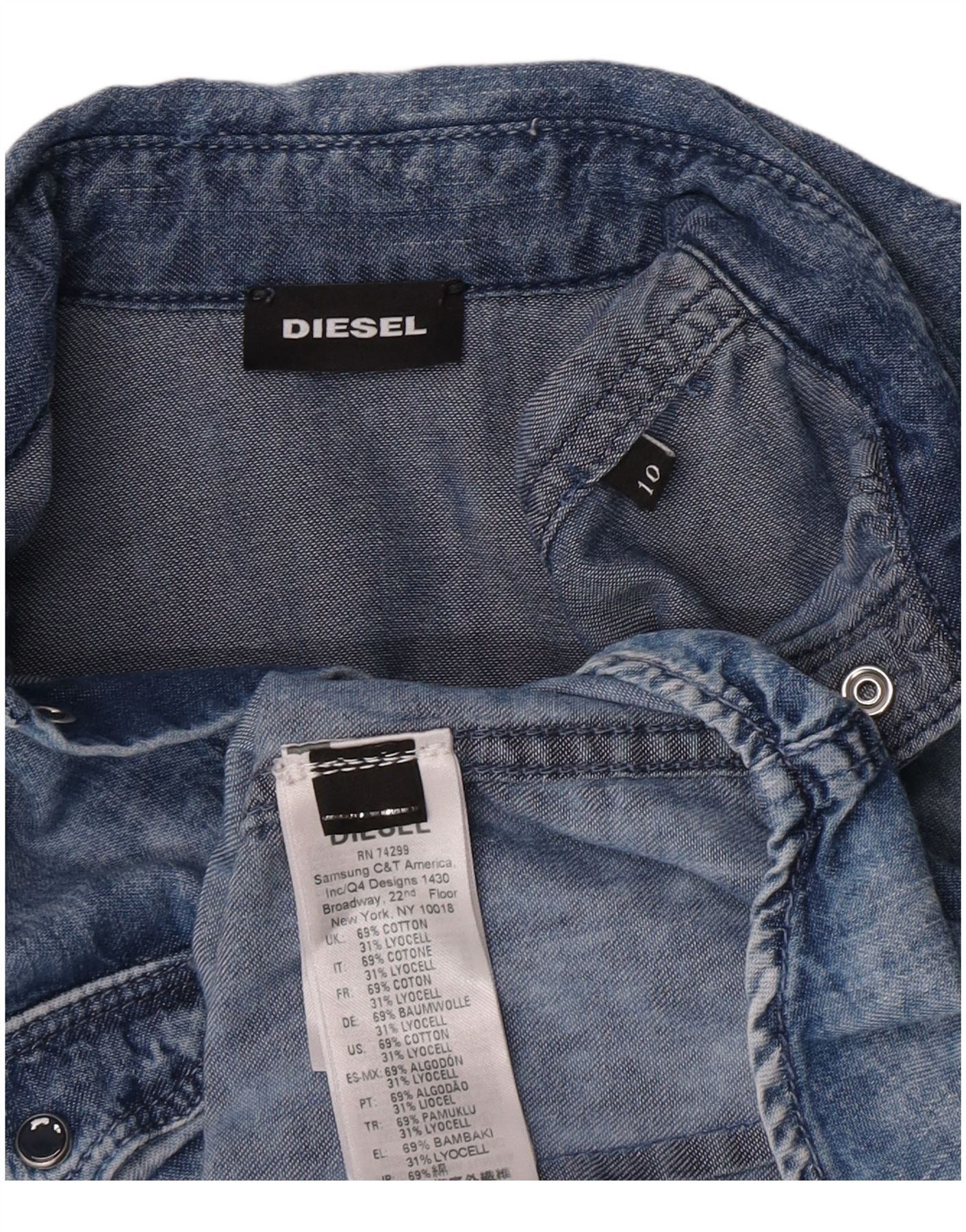 Diesel Boys Denim Shirt 9-10 Years Blue Cotton Size XXS / US 00 / IT 34 - 3 Thumbnail