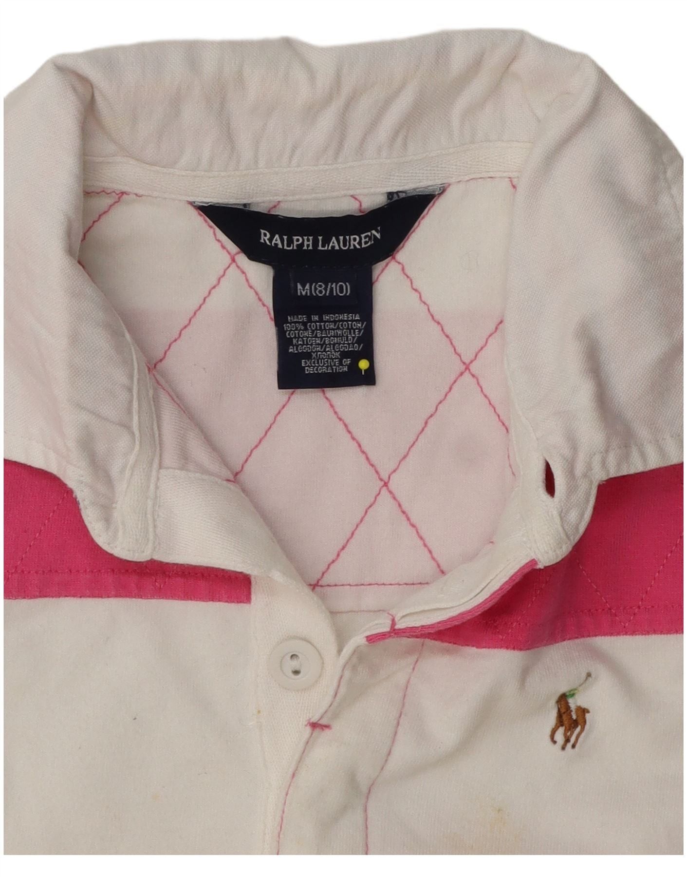 Ralph Lauren Girls Rugby Polo Shirt 8-9 Years Medium Pink Striped Size S / US 4 / IT 40 - 3 Thumbnail