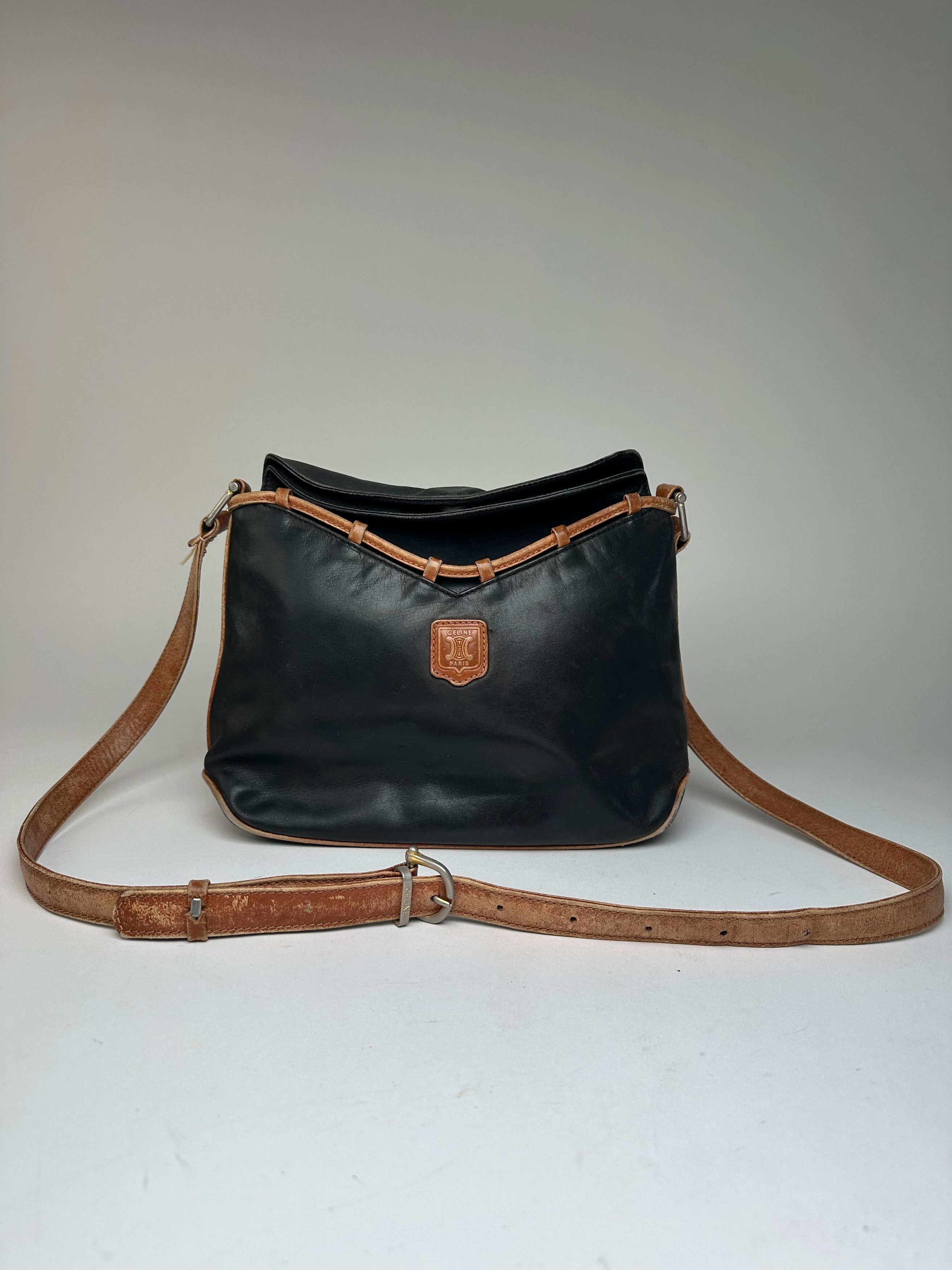 Celine Vintage Paris Leather Shoulder / Crossbody Bag Black Brown Size ONE SIZE - 6 Thumbnail