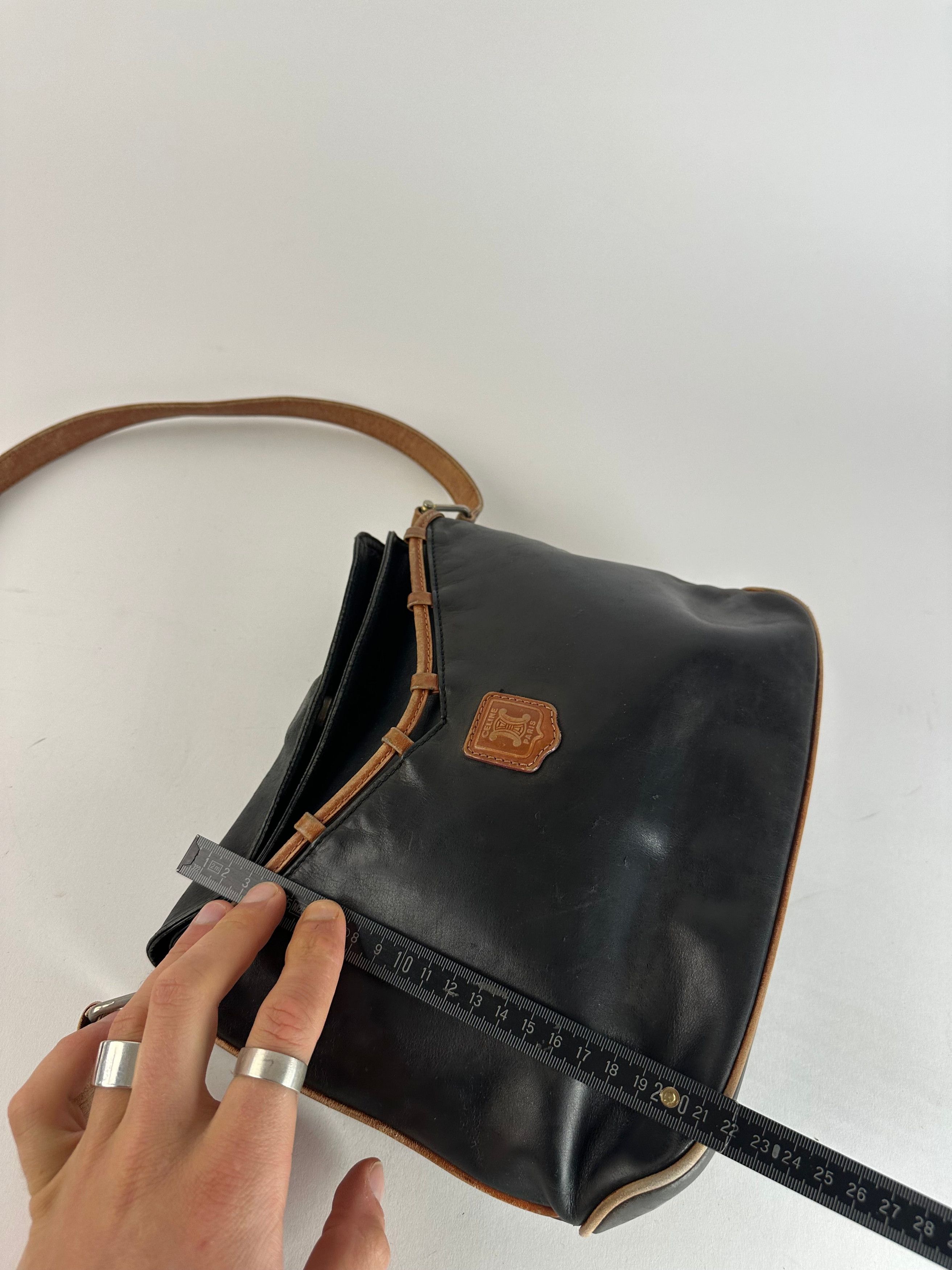 Celine Vintage Paris Leather Shoulder / Crossbody Bag Black Brown Size ONE SIZE - 12 Thumbnail