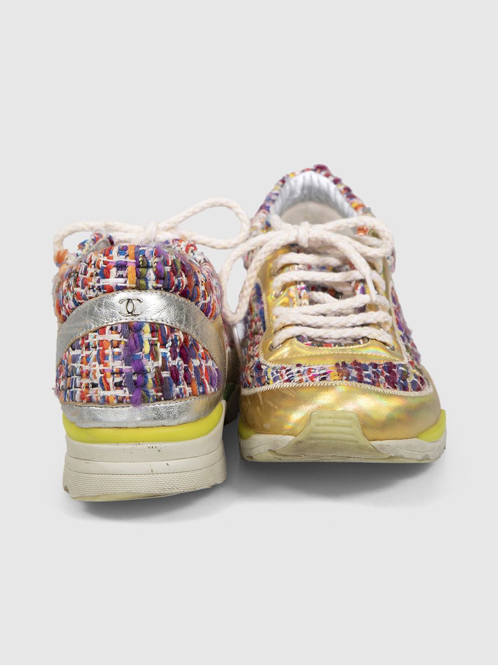Chanel Tweed Holographic Trainers Size US 7.5 / IT 37.5 - 3 Thumbnail