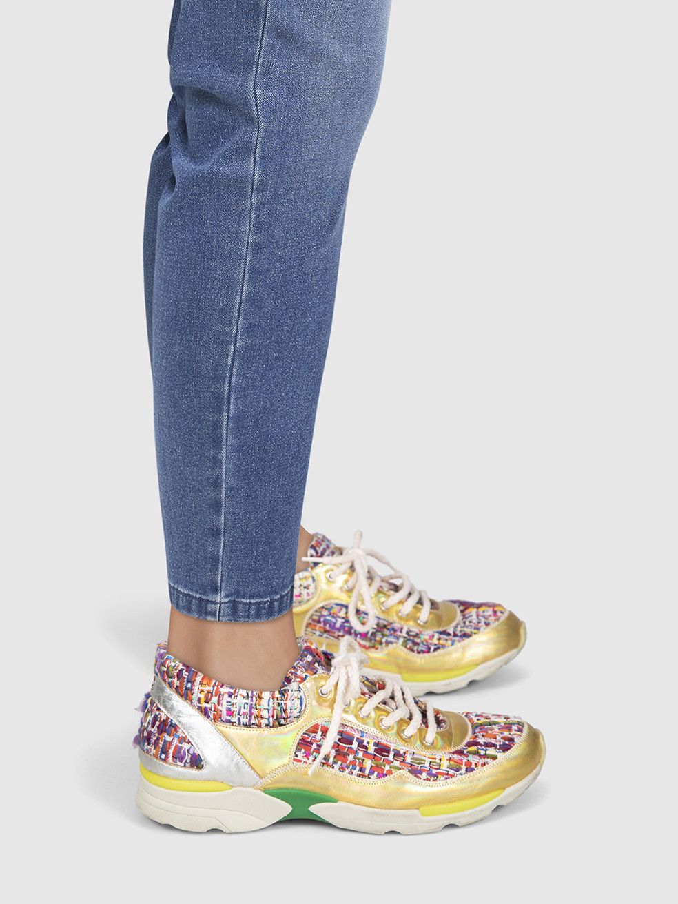 Chanel Tweed Holographic Trainers Size US 7.5 / IT 37.5 - 2 Thumbnail