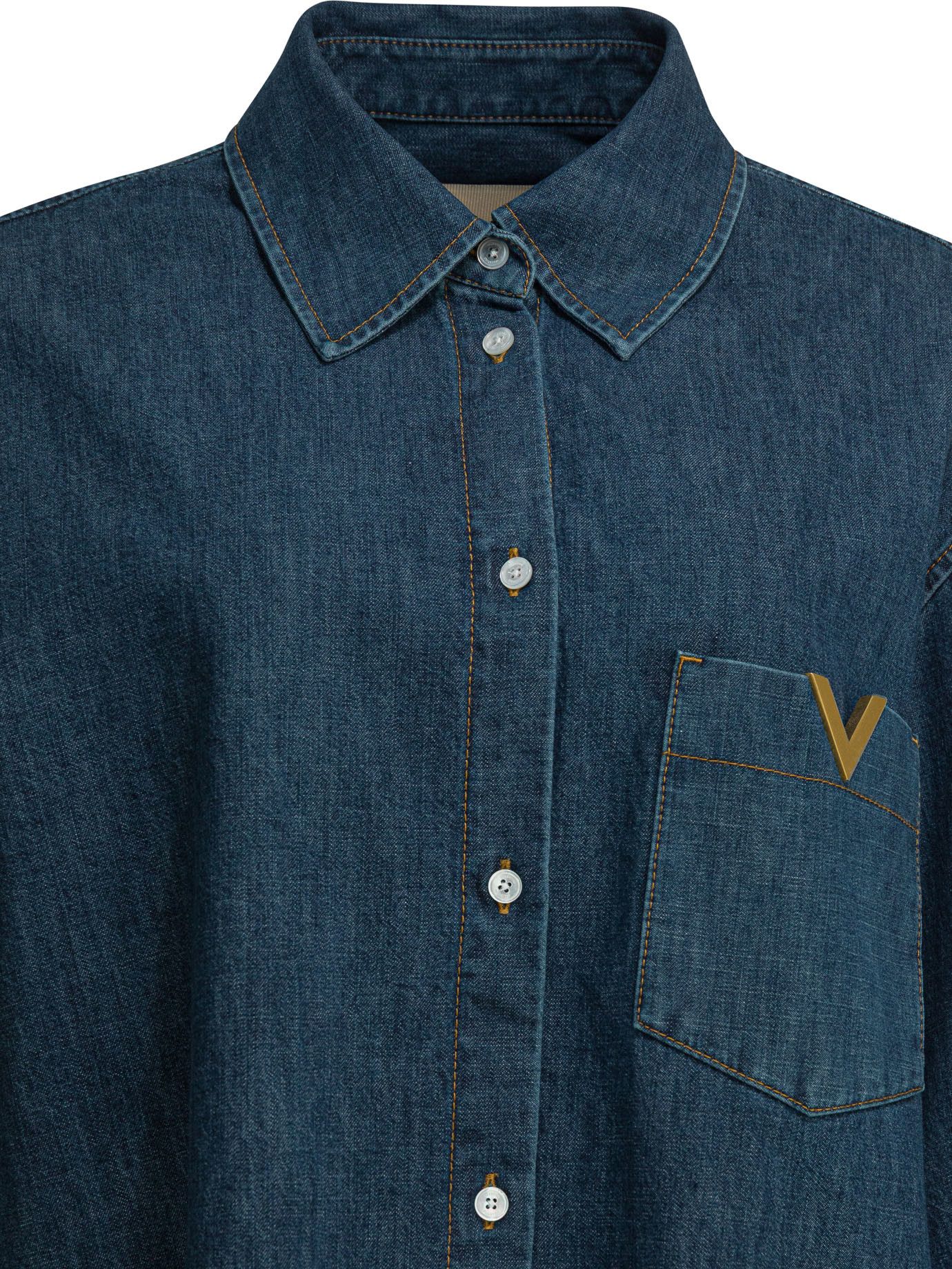 Valentino Denim Shirt With Vlogo Size M / US 6-8 / IT 42-44 - 3 Thumbnail