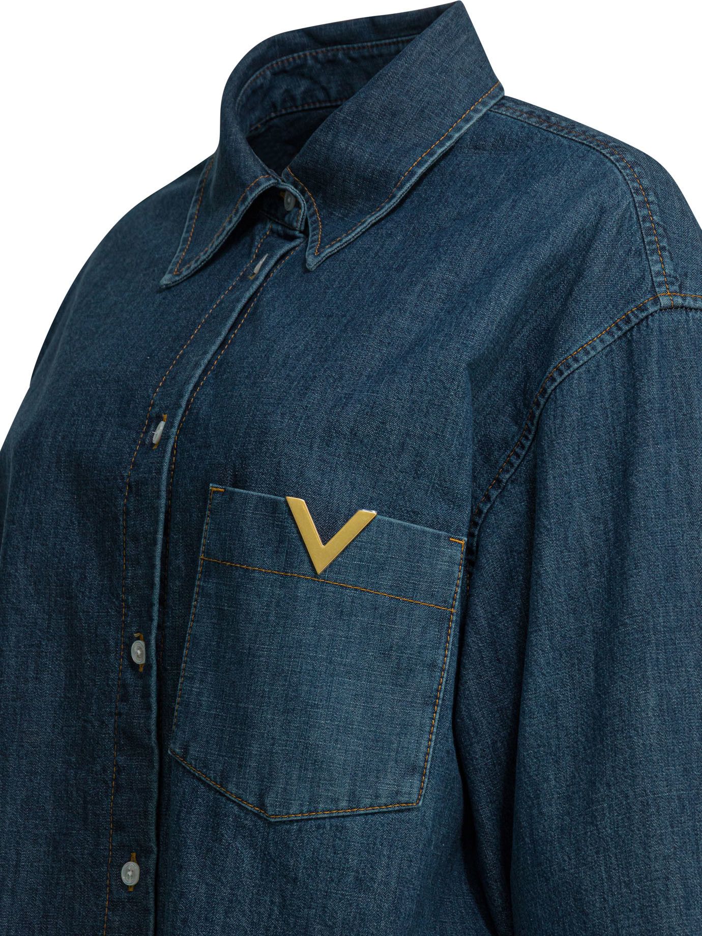 Valentino Denim Shirt With Vlogo Size M / US 6-8 / IT 42-44 - 4 Thumbnail