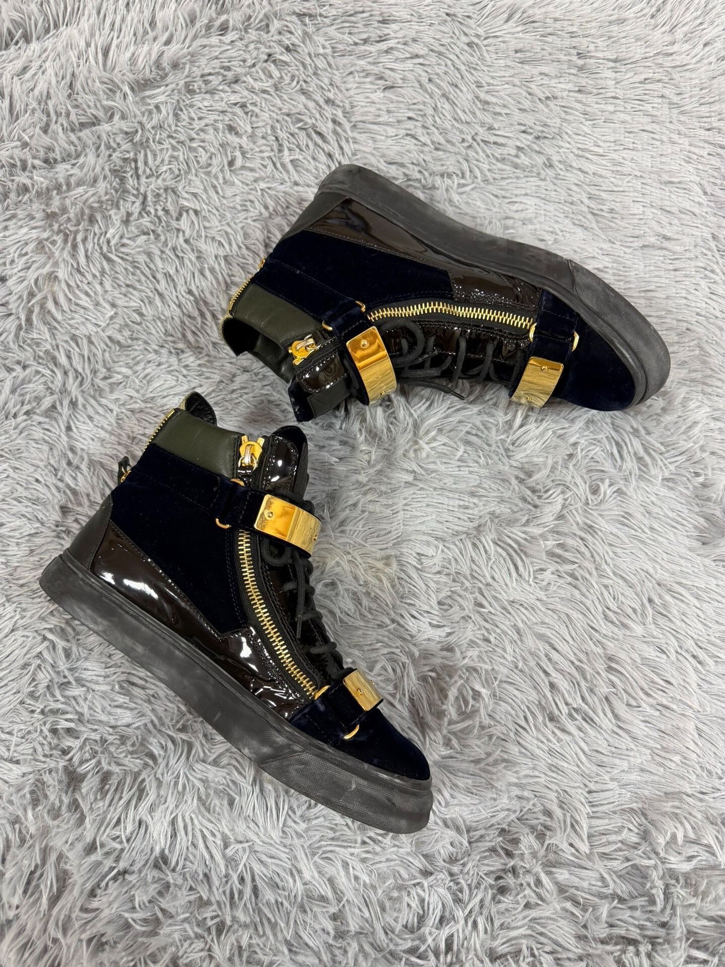 Giuseppe Zanotti Giuseppe Zanotti Velvet Gold Hitop Sneakers 9.5 Men Size US 9.5 / EU 42-43 - 3 Thumbnail
