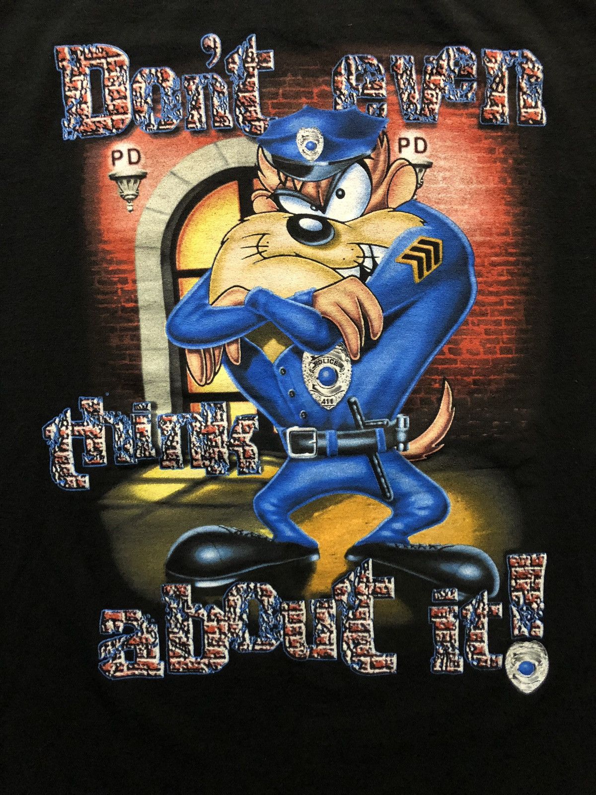 Vintage 2000 Taz Police T Shirt Looney Tunes Dont Even Cop