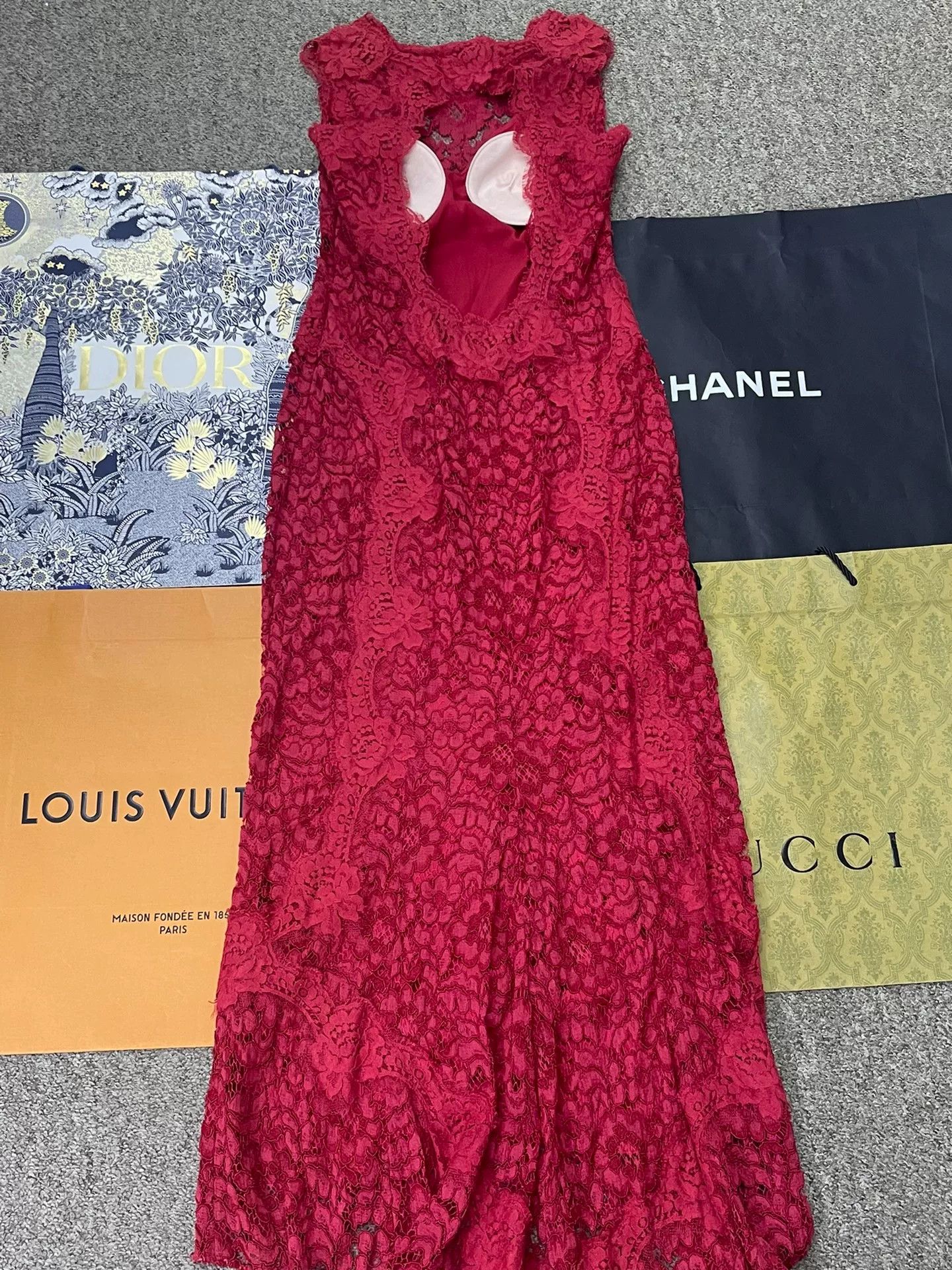 Dolce & Gabbana Dolce&Gabbana Red Lace Sleeveless Long Dress Size M / US 6-8 / IT 42-44 - 3 Thumbnail