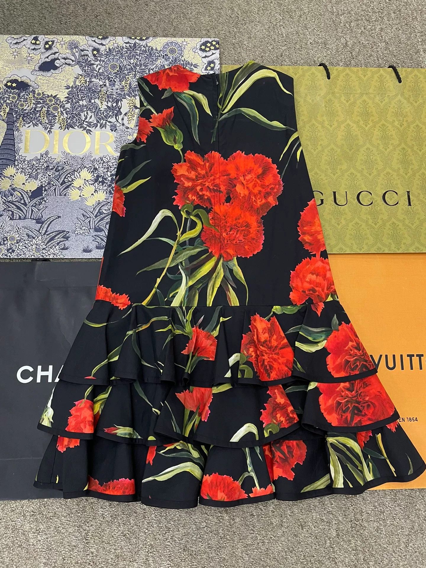 Dolce & Gabbana Dolce&Gabbana Carnation Print Dress Size S / US 4 / IT 40 - 3 Thumbnail