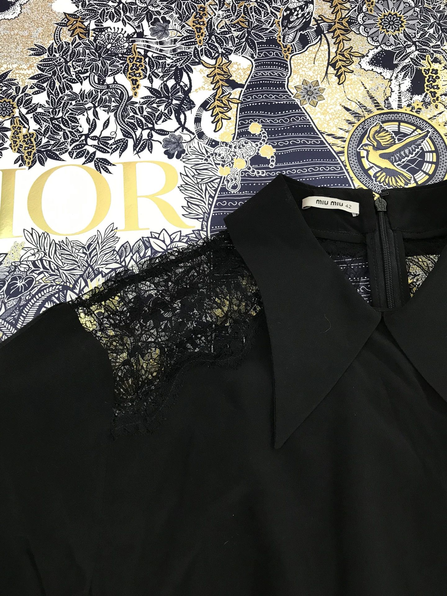 Miu Miu Miu Miu Black Lapel Lace Dress Size M / US 6-8 / IT 42-44 - 3 Thumbnail