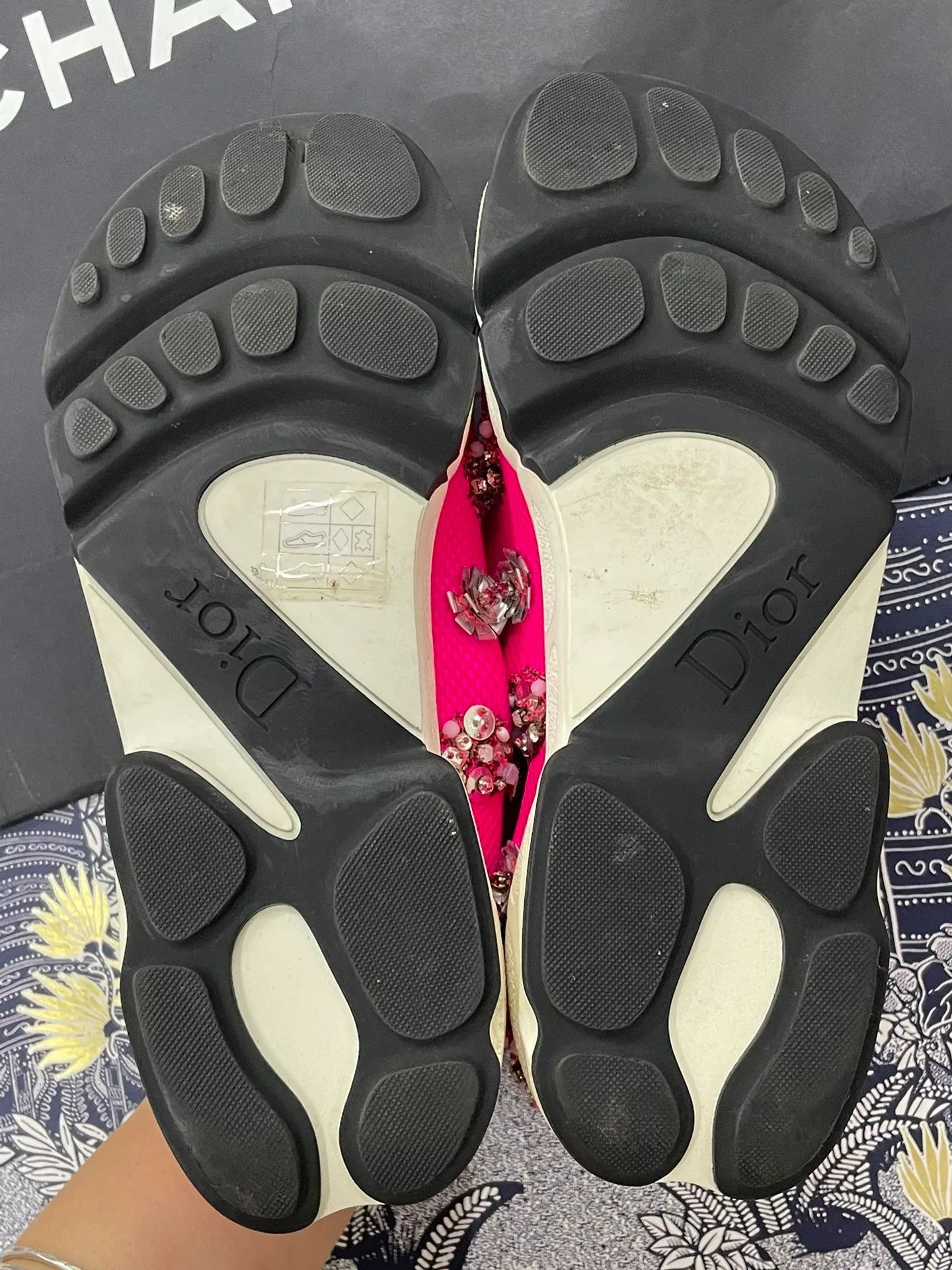 Dior Dior Pink Black Floral Beaded Sneakers Size US 6 / IT 36 - 5 Thumbnail