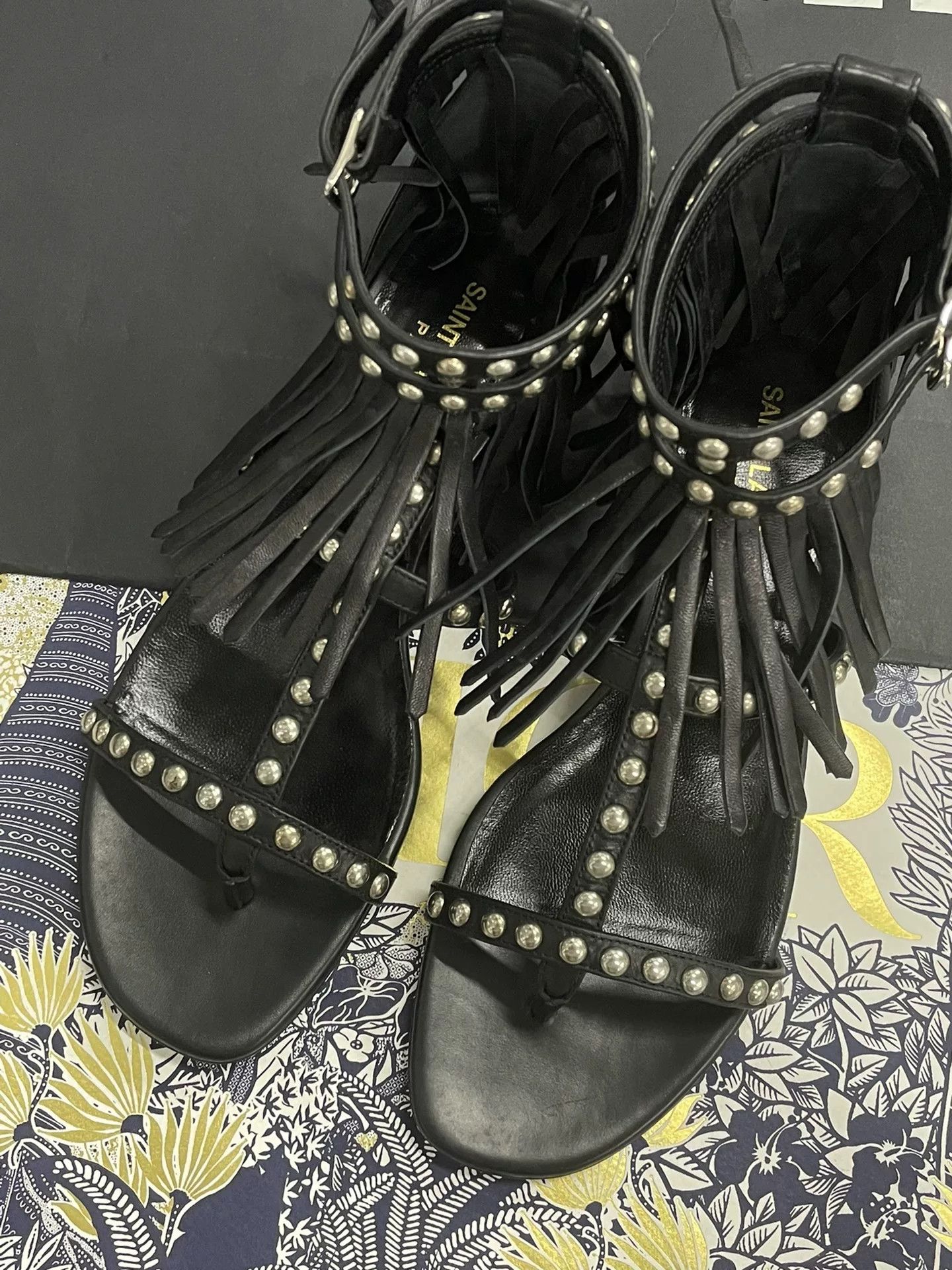 Saint Laurent Paris Saint Laurent Beaded Tassel Flat Sandals Size US 5.5 / IT 35.5 - 3 Thumbnail