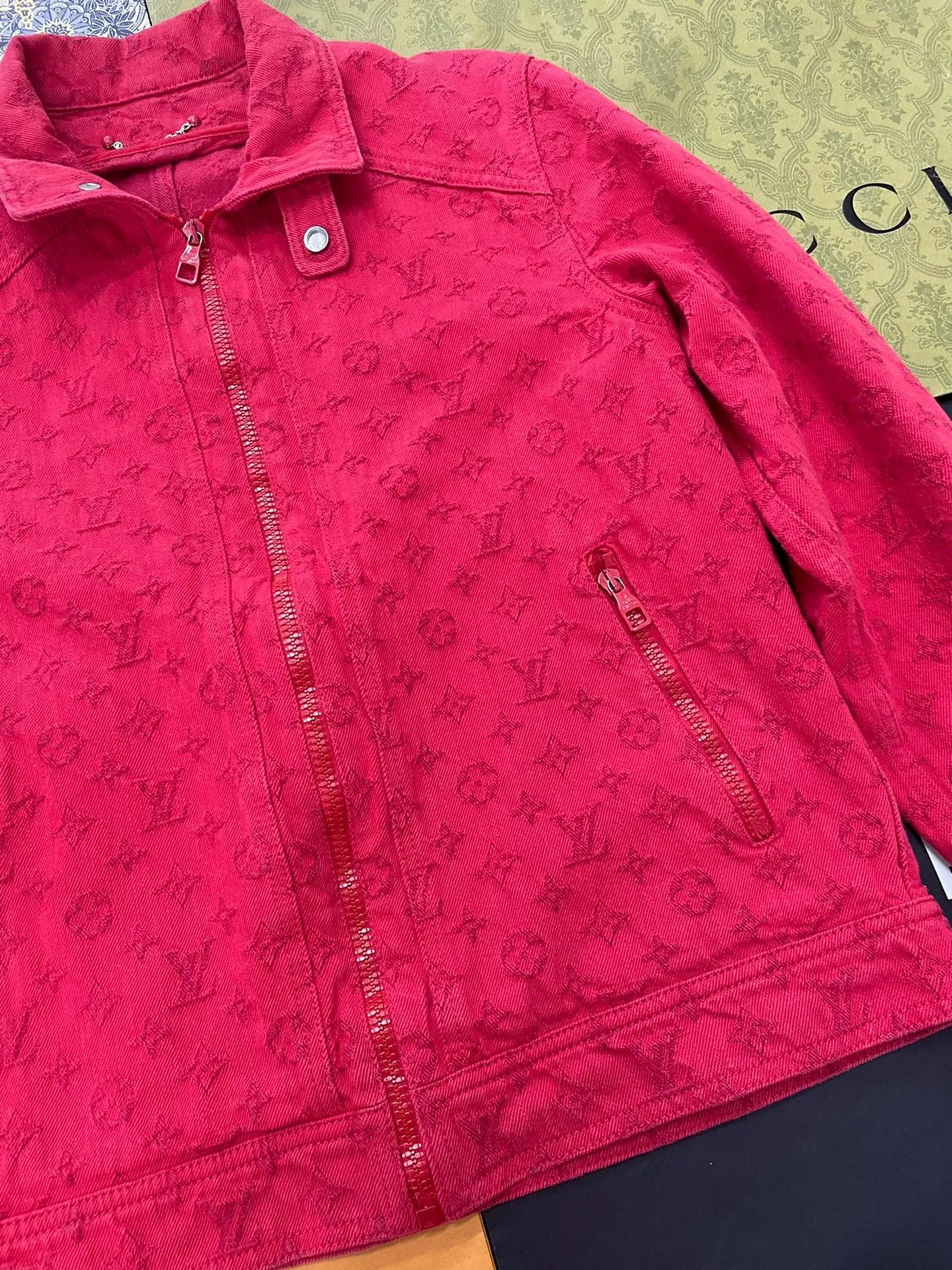 Louis Vuitton LV Red Monogram Denim Jacket Size US S / EU 44-46 / 1 - 2 Thumbnail