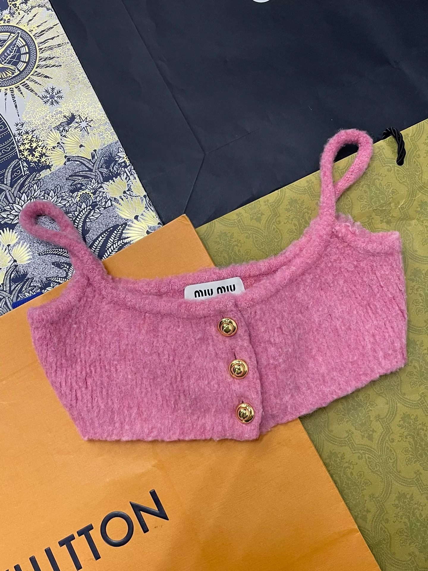 Miu Miu MiuMiu Pink Knit Cropped Camisole Top Size S / US 4 / IT 40 - 2 Thumbnail