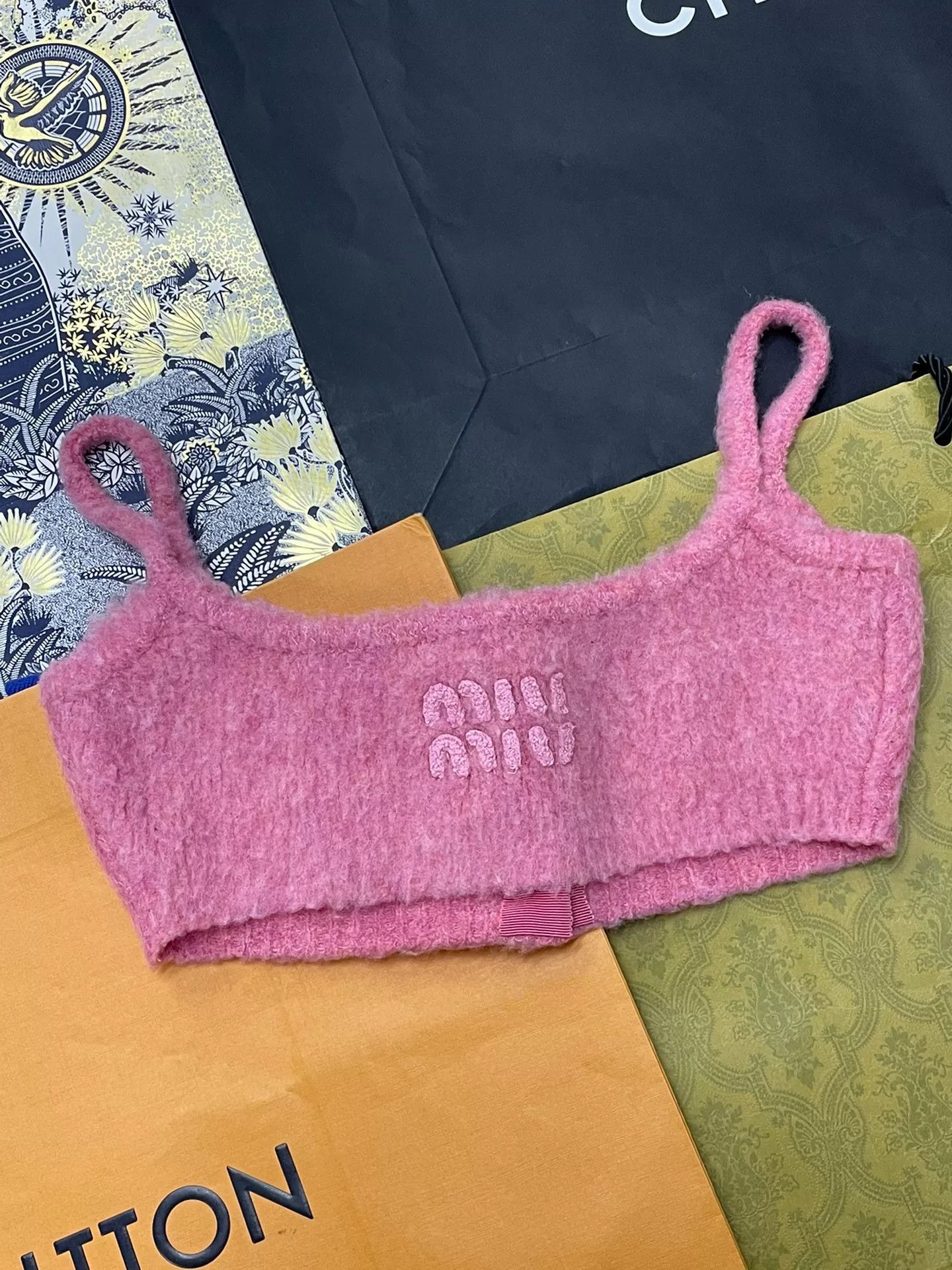 Miu Miu MiuMiu Pink Knit Cropped Camisole Top Size S / US 4 / IT 40 - 4 Thumbnail