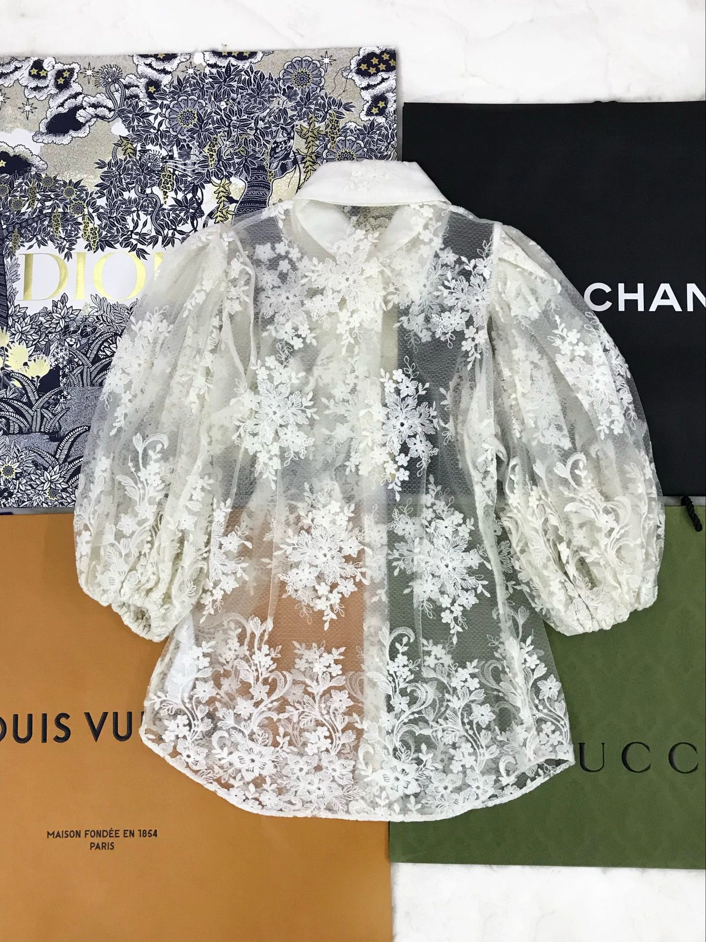 ANNE FONTAINE Anne Fontaine White Lace Shirt Size XS / US 0-2 / IT 36-38 - 2 Thumbnail