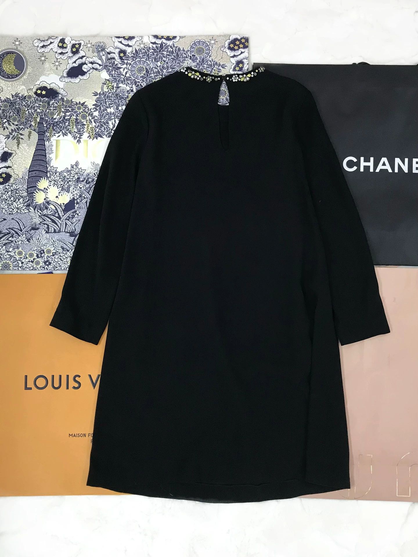 Miu Miu Miu Miu Black Beaded Rhinestone Dress Size XS / US 0-2 / IT 36-38 - 2 Thumbnail