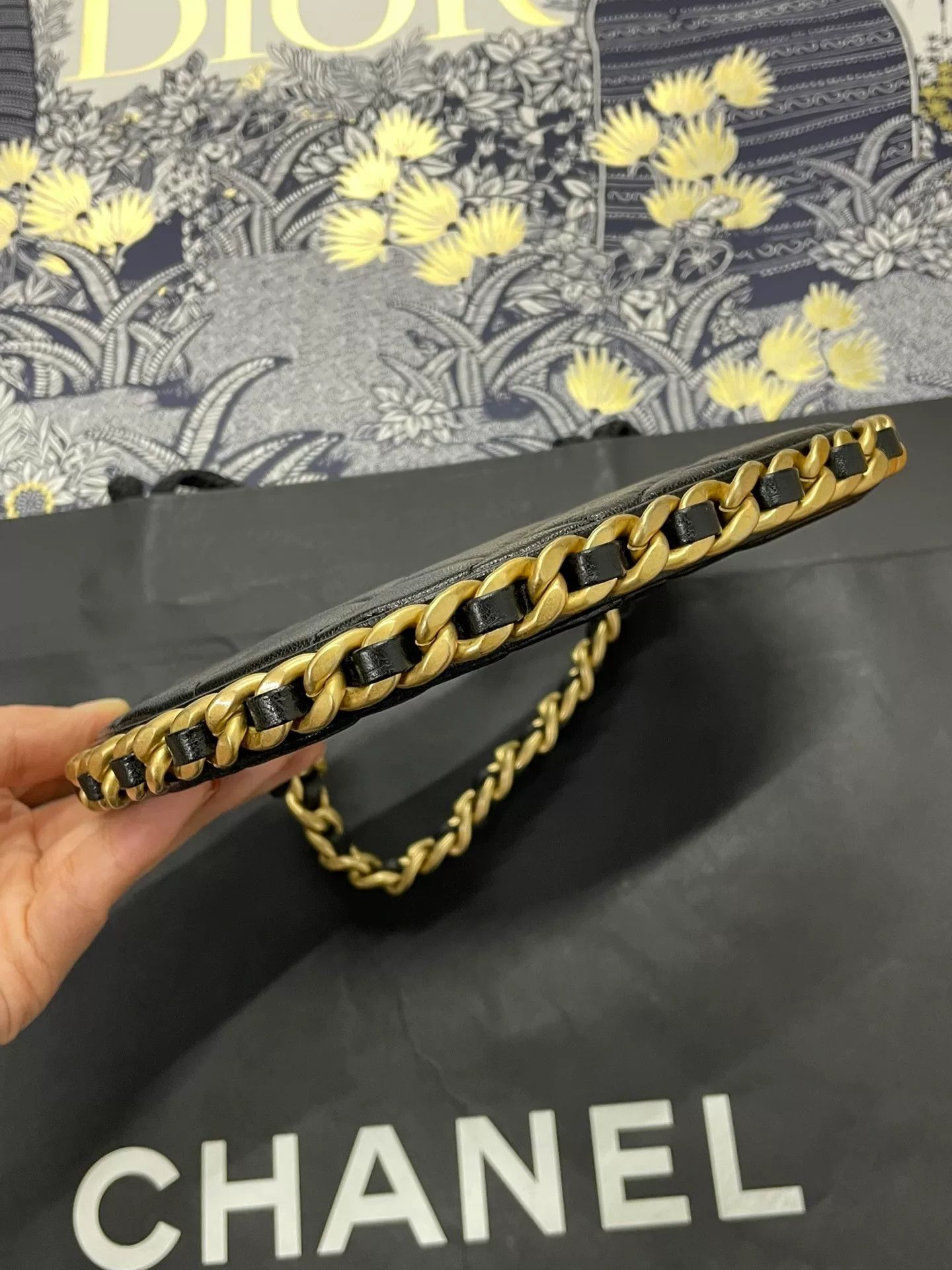 Chanel Chanel 23B Black Gold Mini Hobo Bag Size ONE SIZE - 4 Thumbnail
