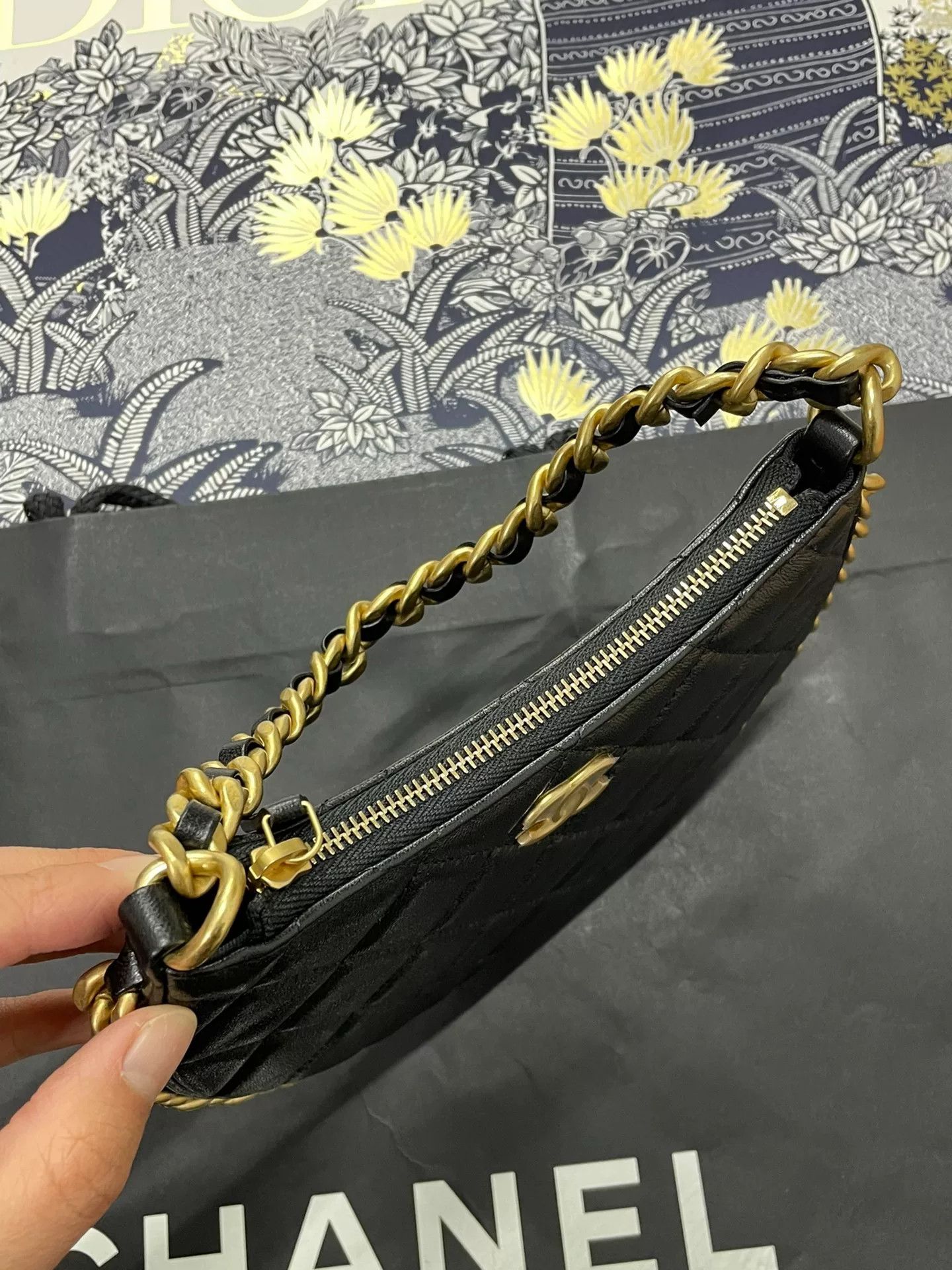 Chanel Chanel 23B Black Gold Mini Hobo Bag Size ONE SIZE - 5 Thumbnail
