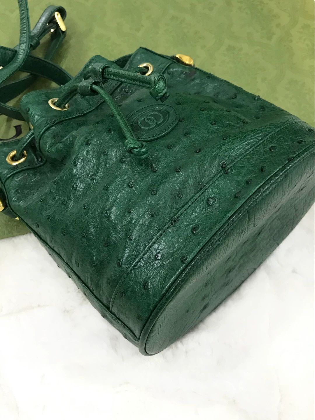 Gucci Gucci Green Ostrich Leather Bucket Bag Size ONE SIZE - 5 Thumbnail